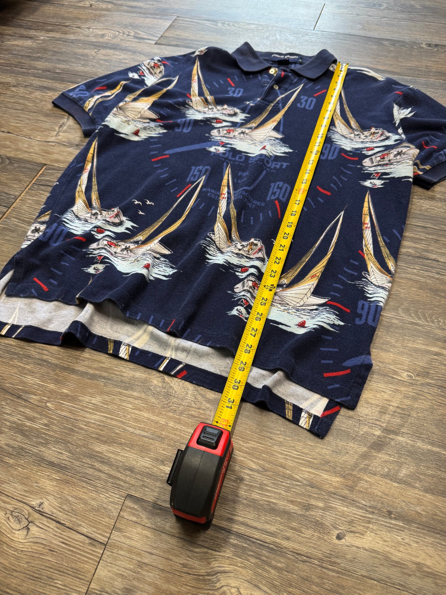 POLO SPORT RALPH LAUREN SAILING PRINT SHIRT (L)
