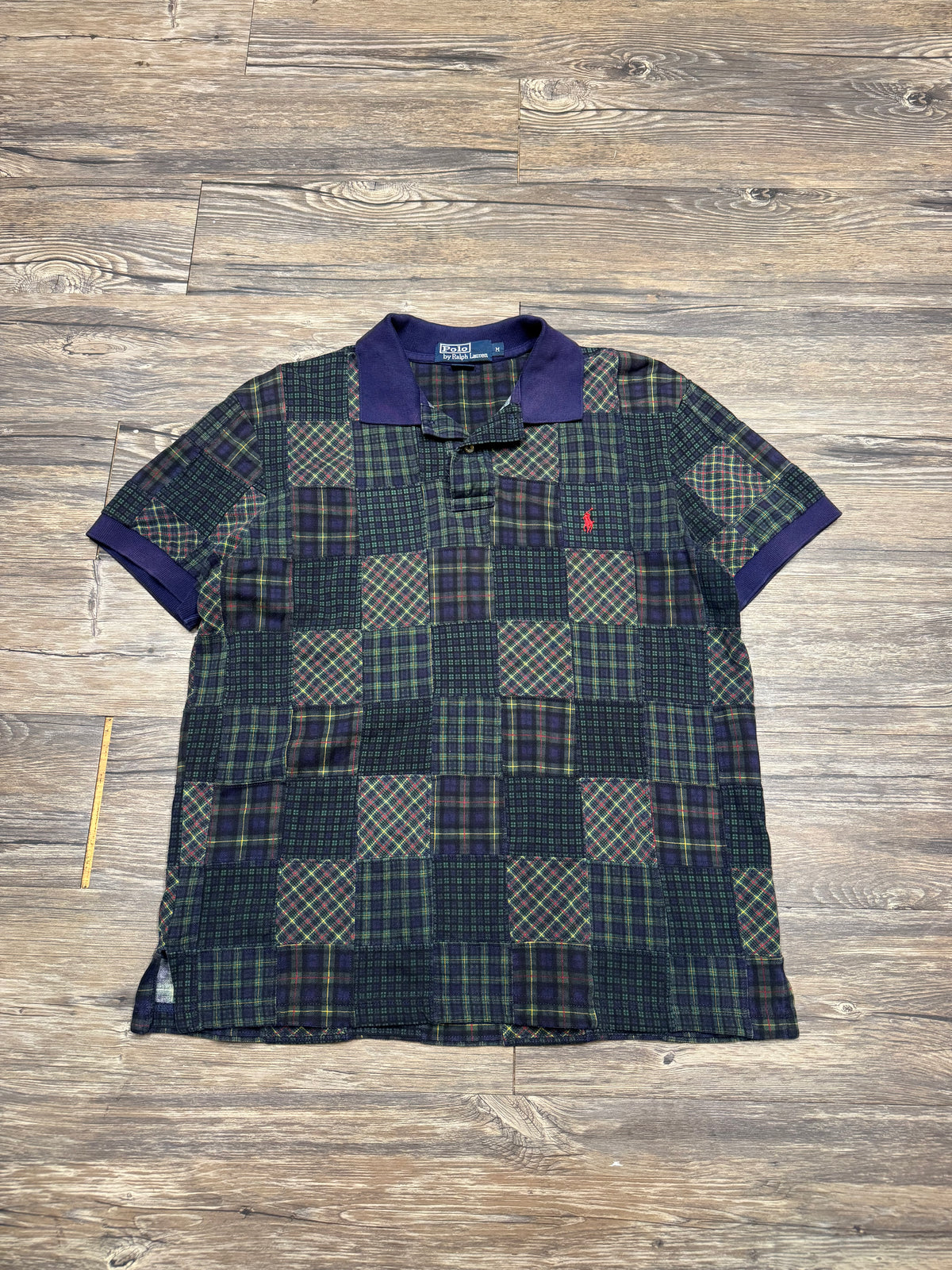 POLO RALPH LAUREN PATCHWORK PLAID POLO (M)