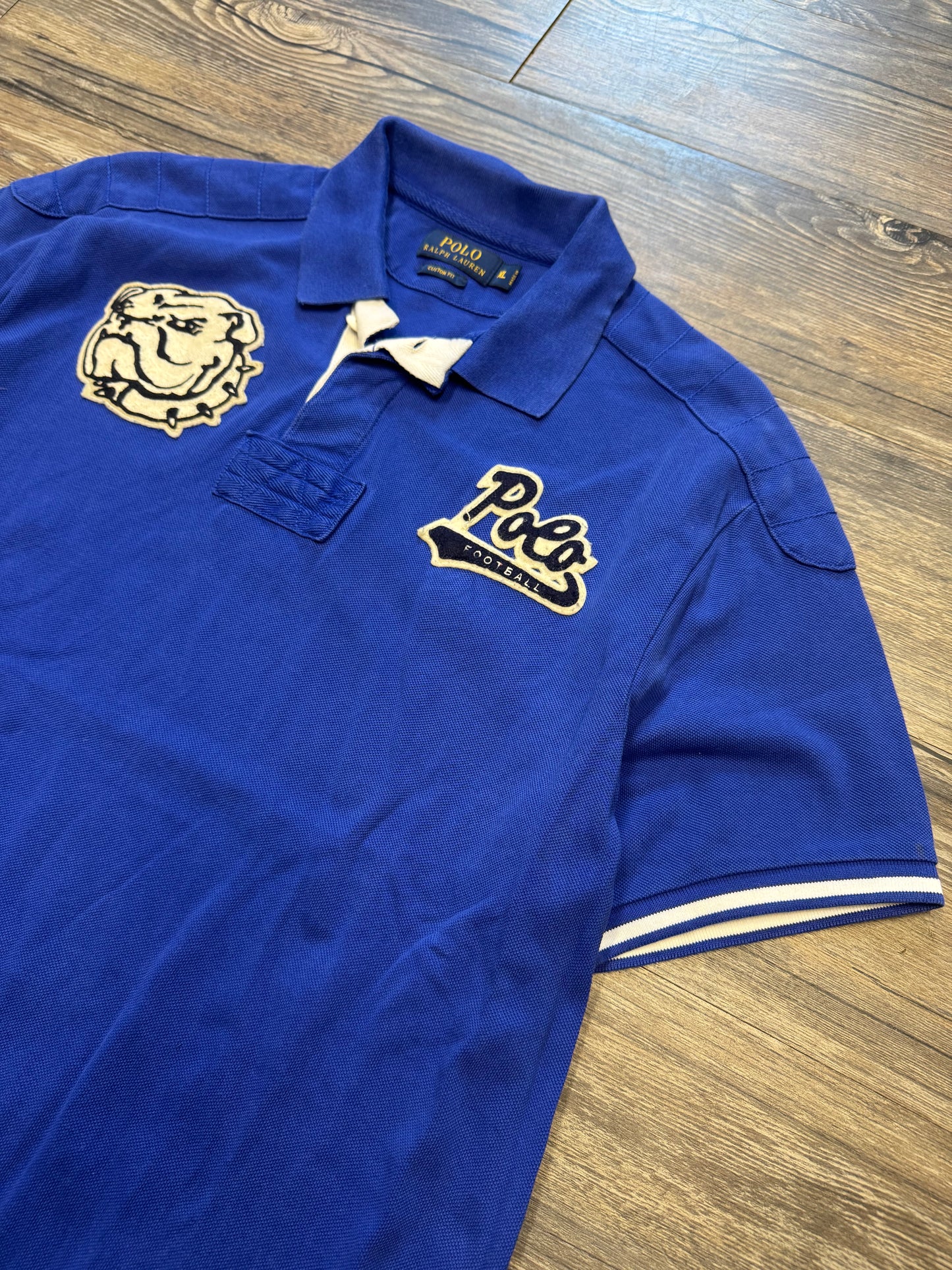 POLO RALPH LAUREN ROYAL BLUE BULLDOG RUGBY SHIRT (XL)H