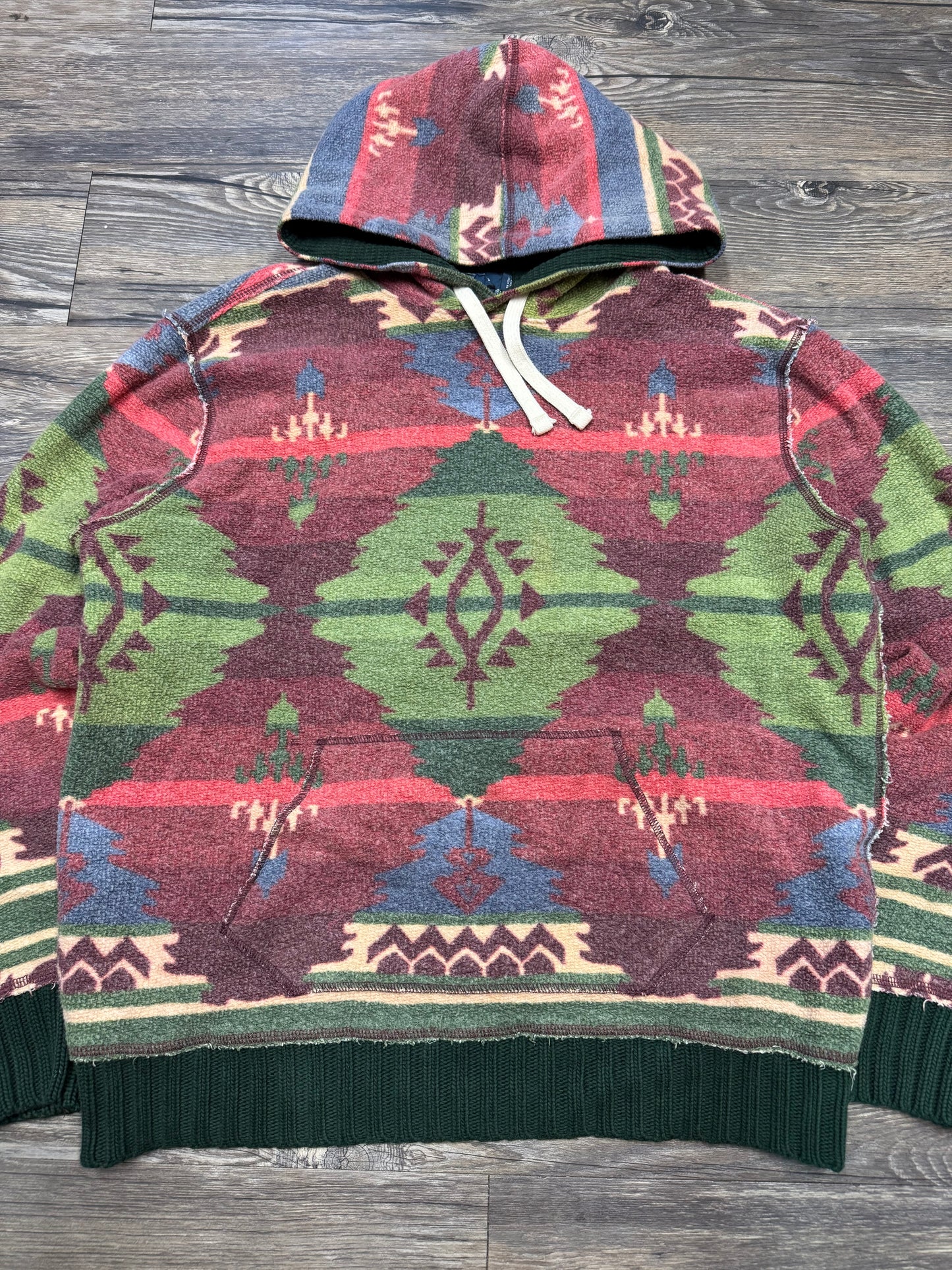POLO RALPH LAUREN AZTEC PRINT KNIT HOODIE (M)
