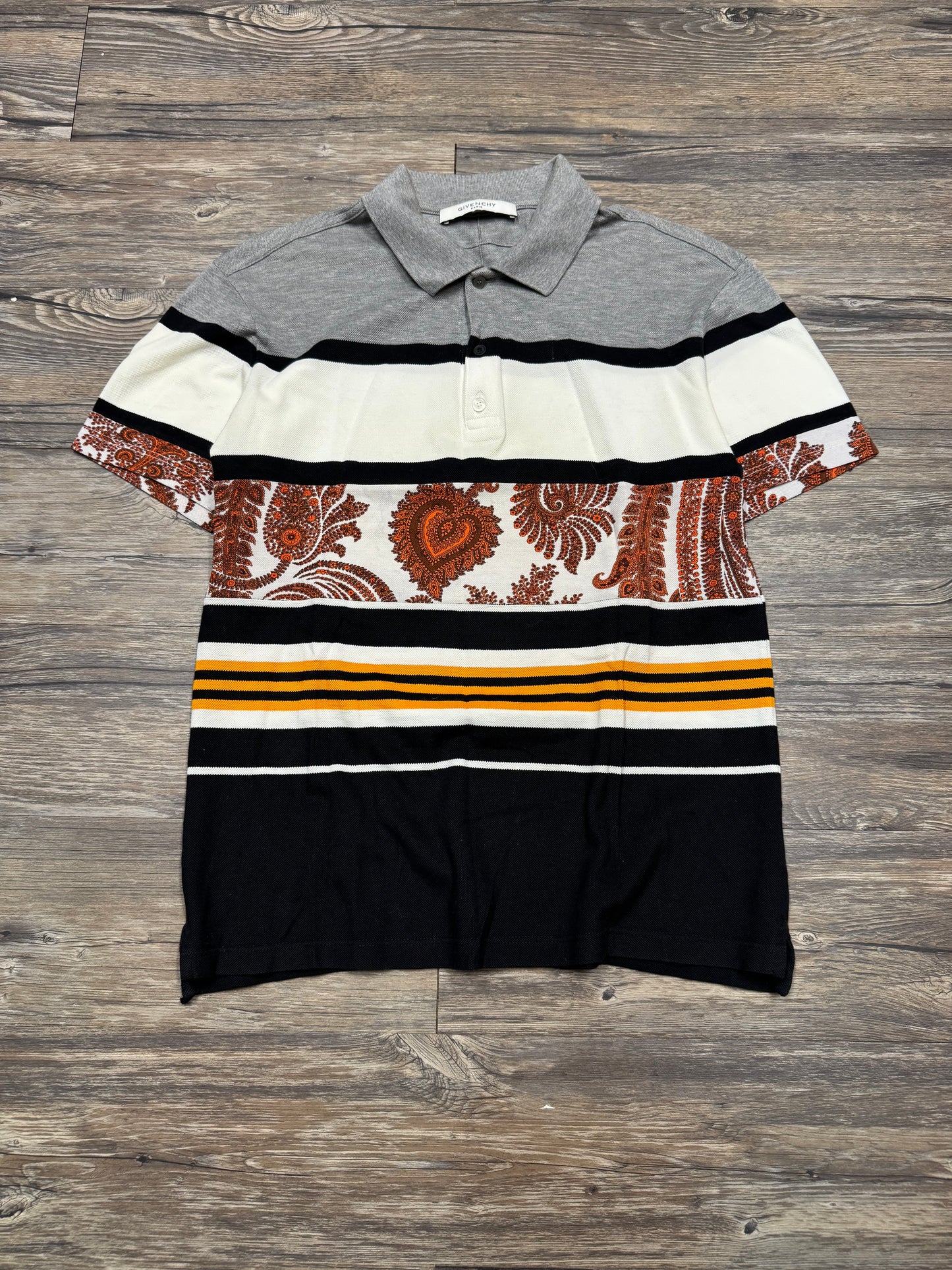 GIVENCHY PAISLEY STRIPED POLO T-SHIRT (M)