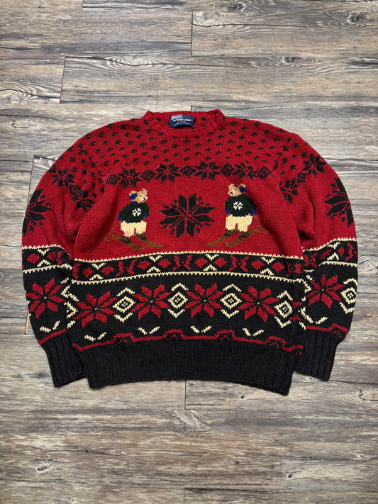 VINTAGE POLO RALPH LAUREN TWIN SKI BEARS SWEATER (XL)