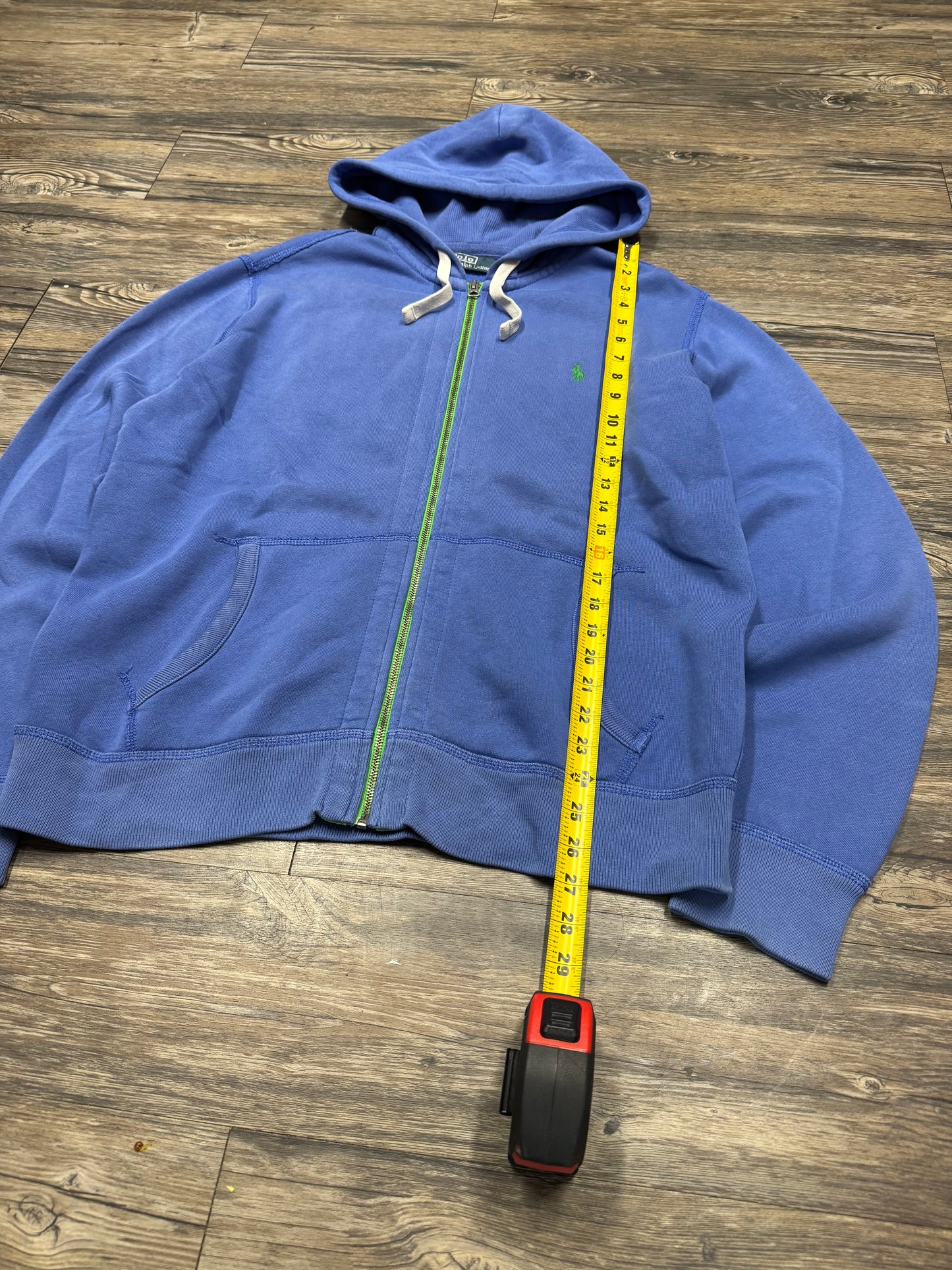 POLO RALPH LAUREN ‘SAPPHIRE BLUE’ ZIP UP HOODED SWEATSHIRT (L)