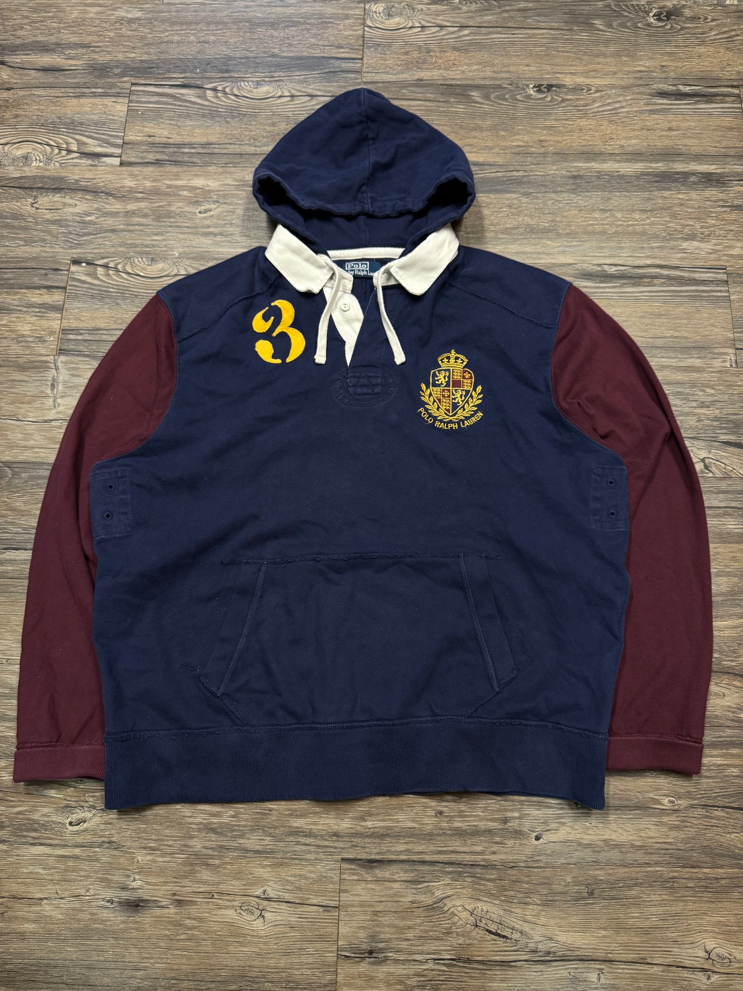 POLO RALPH LAUREN COLORBLOCK COLLARED HOODIE (XXL)