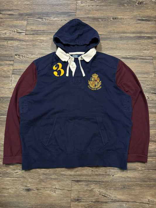 POLO RALPH LAUREN COLORBLOCK COLLARED HOODIE (XXL)