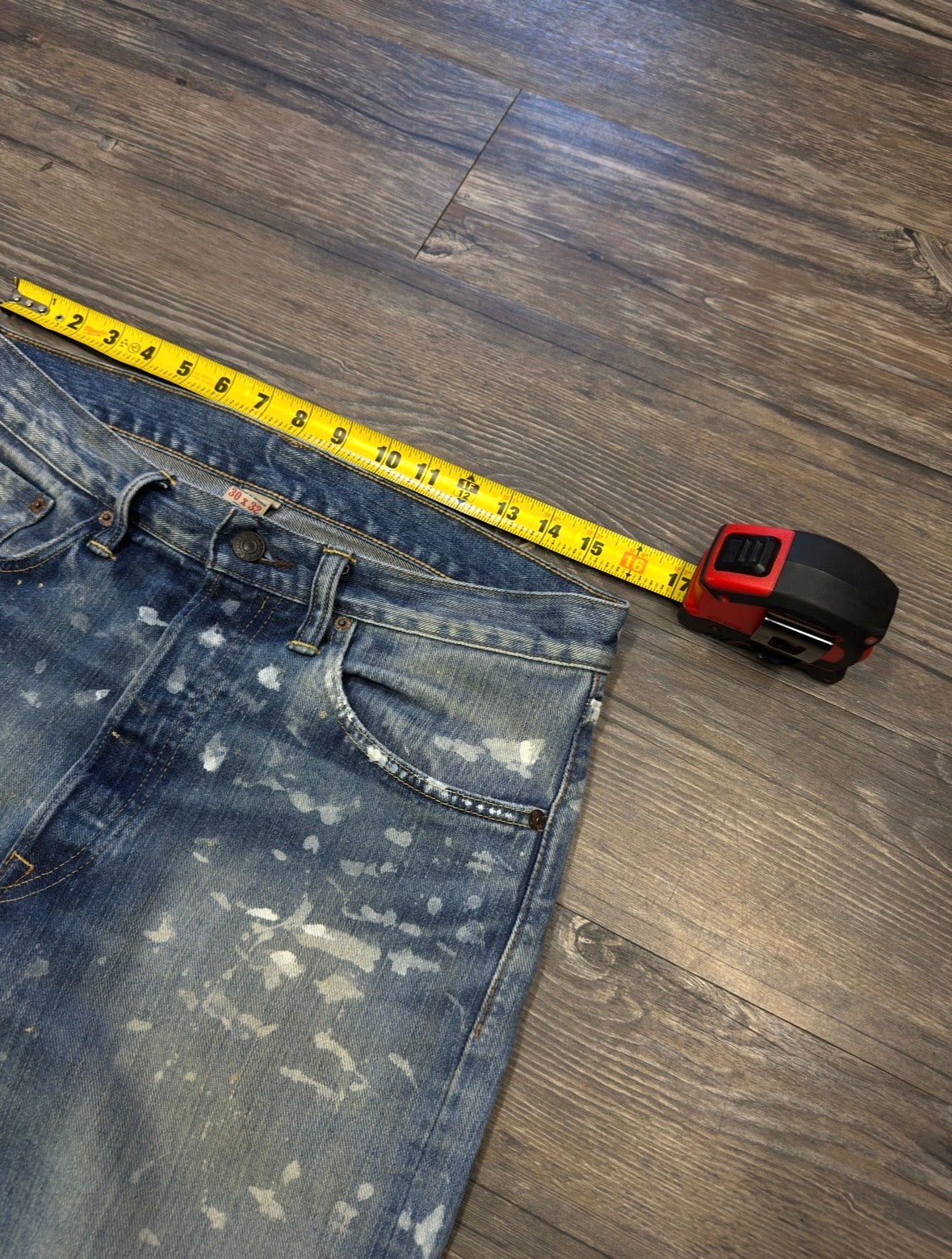 RRL PAINT SPLATTER STRAIGHT FIT DENIM (30)