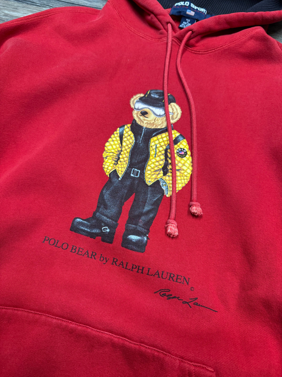 RALPH LAUREN POLO SPORT WAFFLE LINED BEAR HOODIE (L)