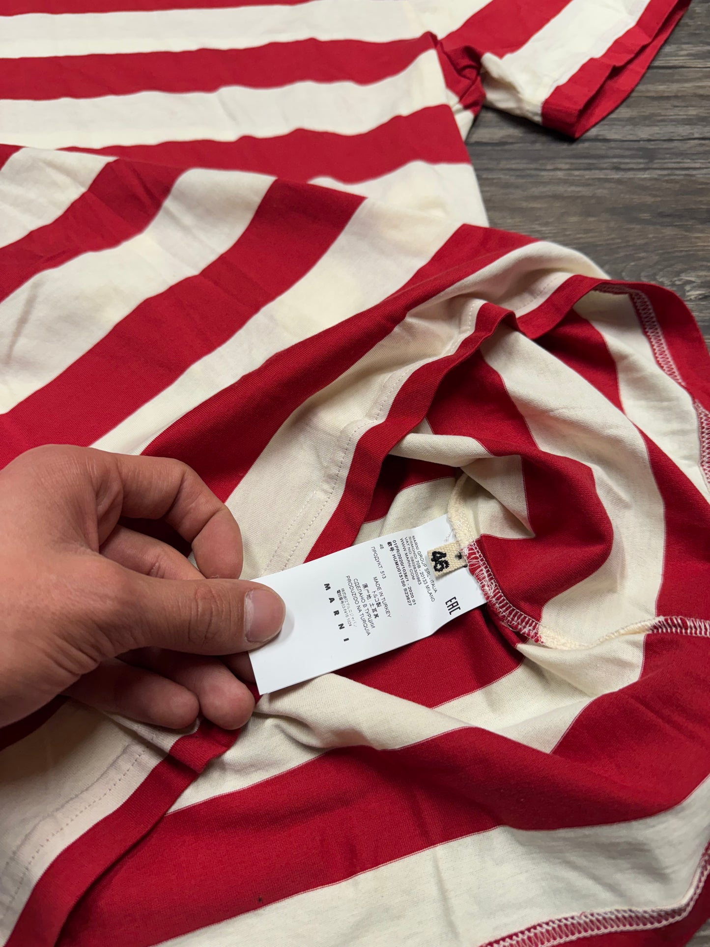 MARNI RED STRIPED TEE (M)