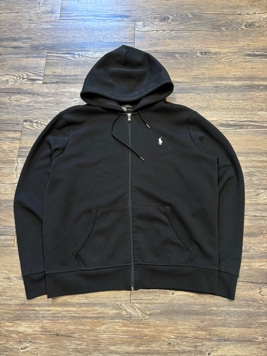 POLO RALPH LAUREN DOUBLE KNIT ZIP-UP HOODIE (L)