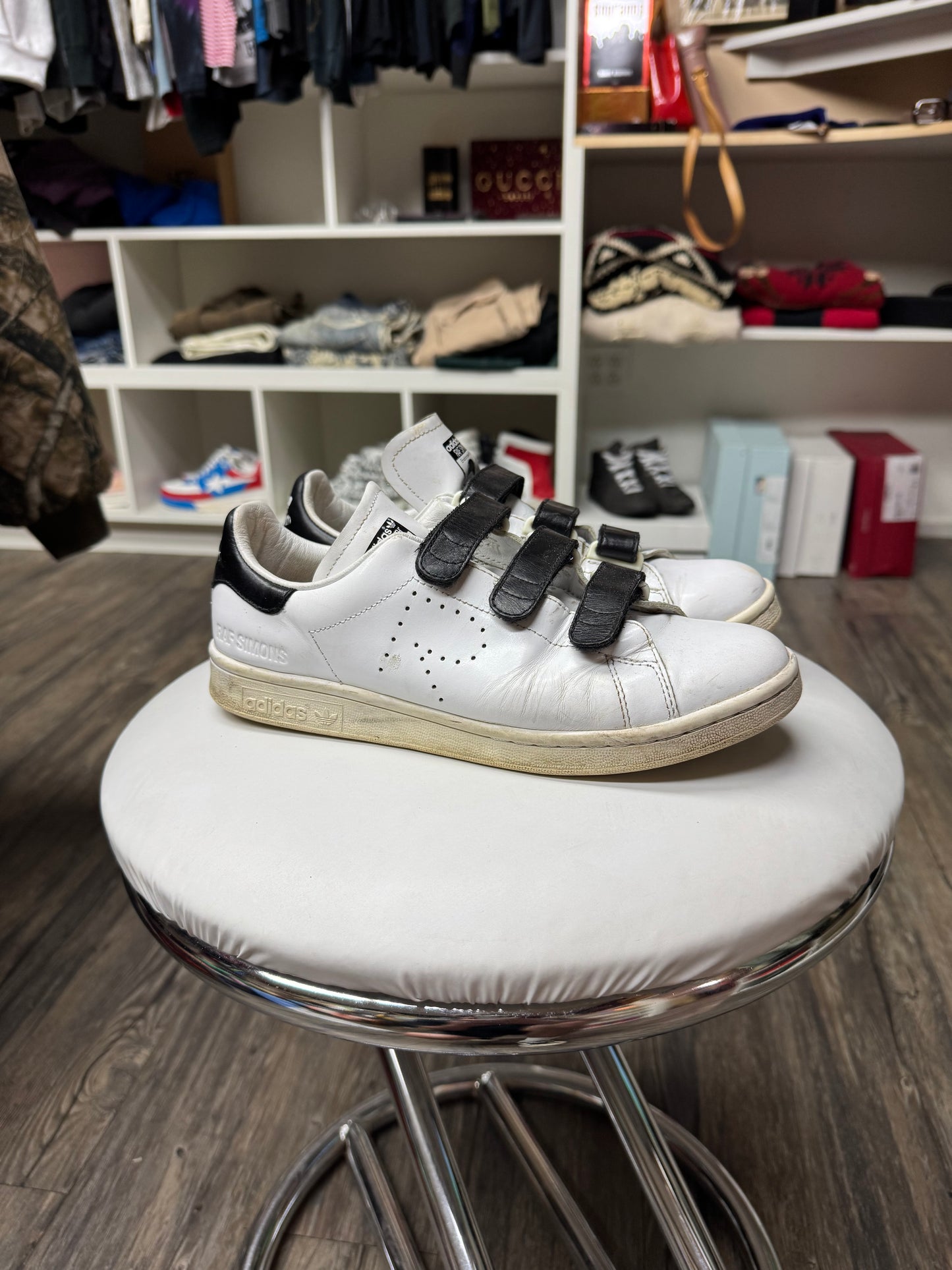 RAF SIMONS X STAN SMITHS VELCROW LEATHER LOW TOPS (7.5)