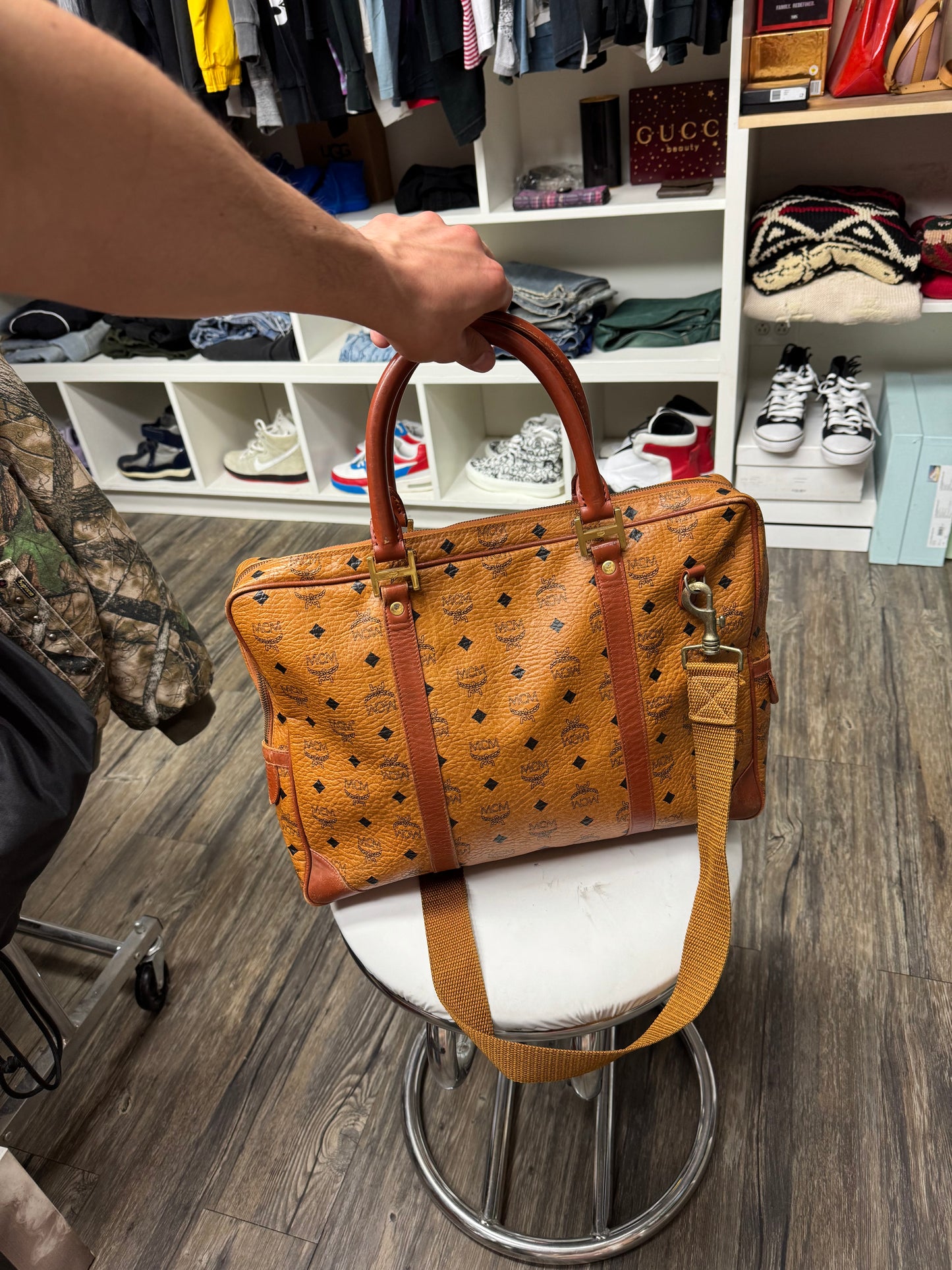 VINTAGE MCM MONOGRAM SHOULDER BAG (OS)
