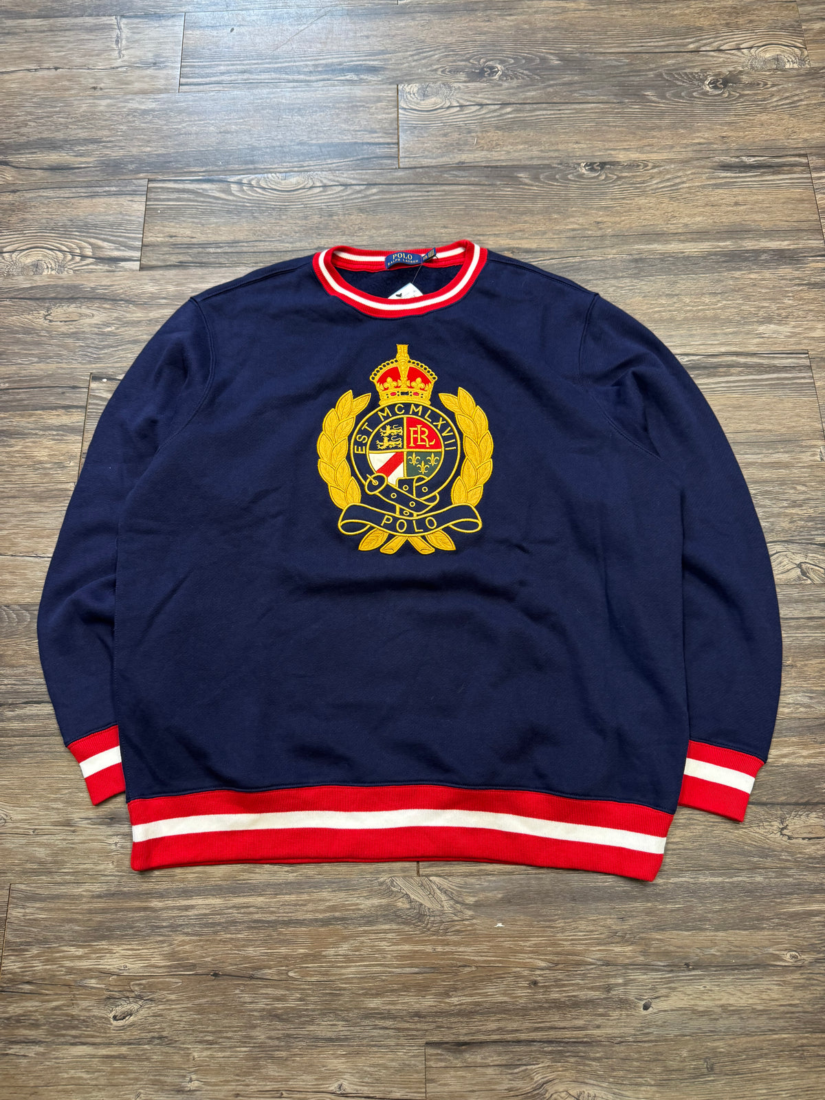 POLO RALPH LAUREN STRIPES CREST CREWNECK (XXL)