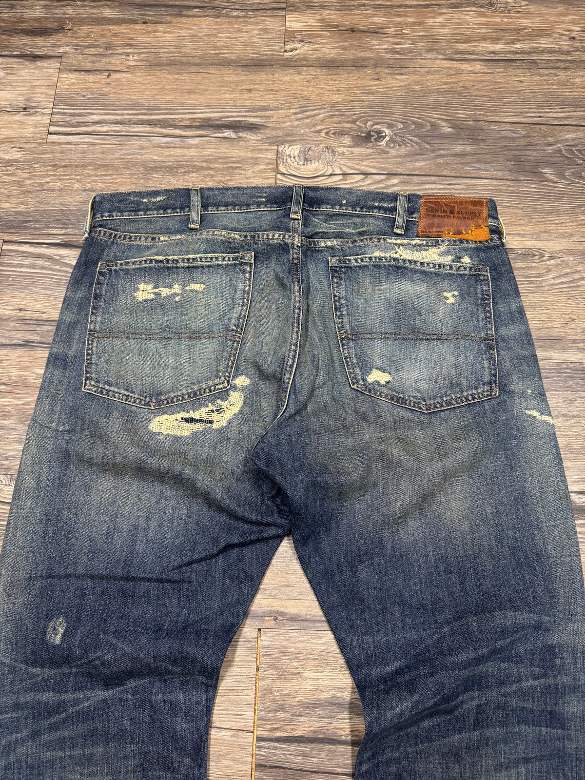 POLO RALPH LAUREN DENIM & SUPPLY DISTRESSED DARK WASH DENIM JEANS (38)
