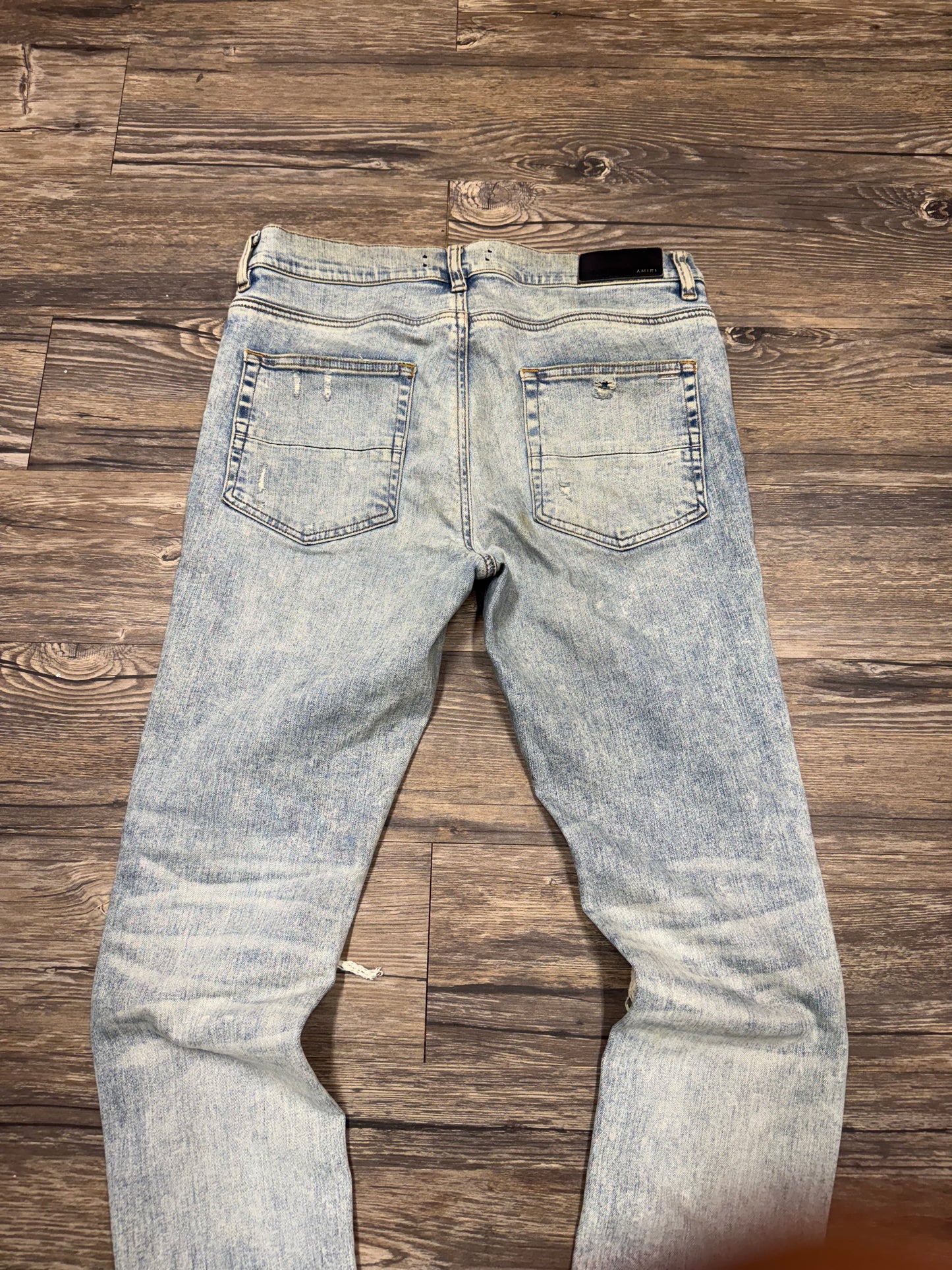 MIKE AMIRI MX1 DISTRESSED GLITTER PATCH SKINNY JEANS (33)
