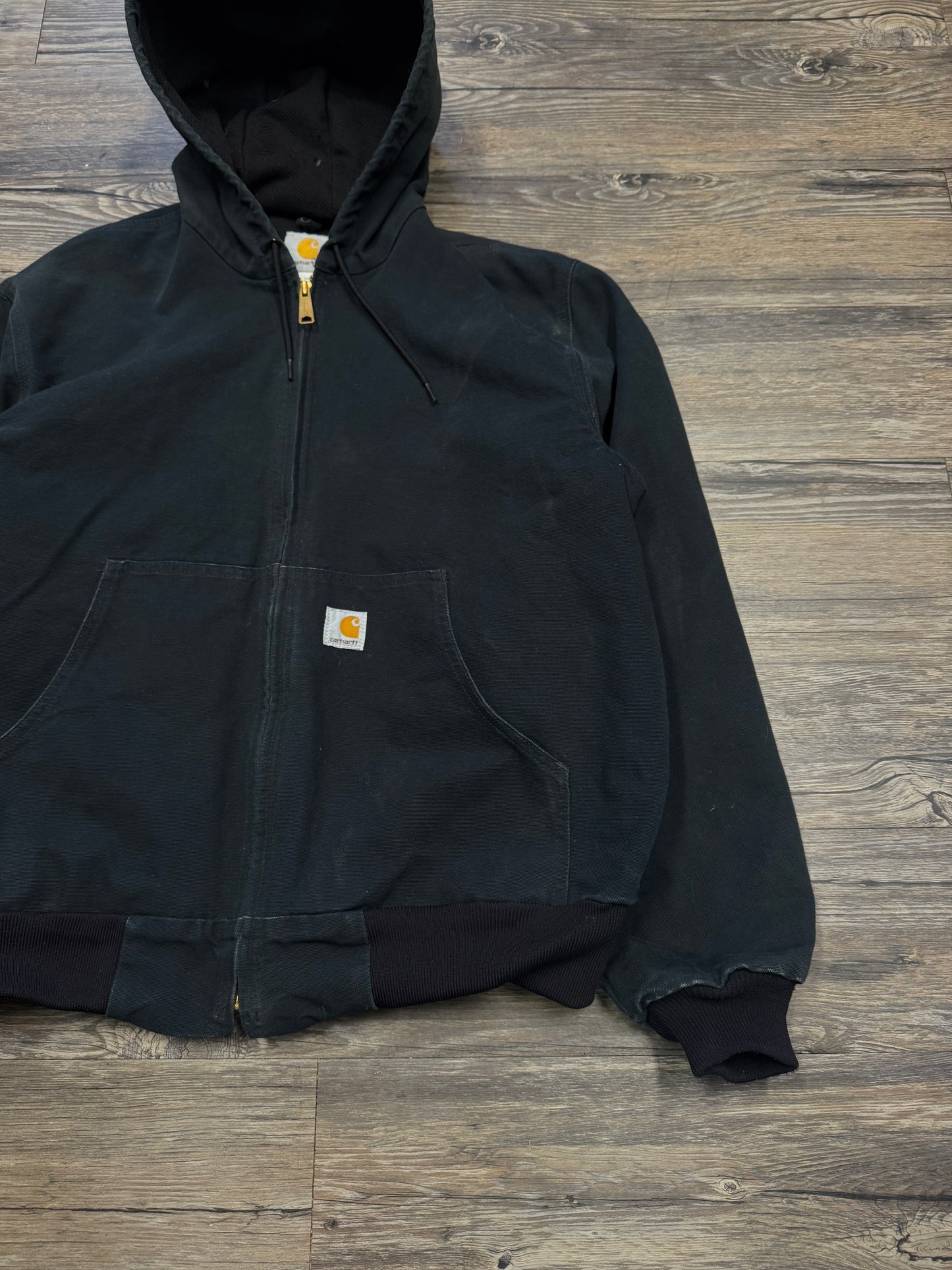 CARHARTT GREEN HOODED DENIM JACKET (L)