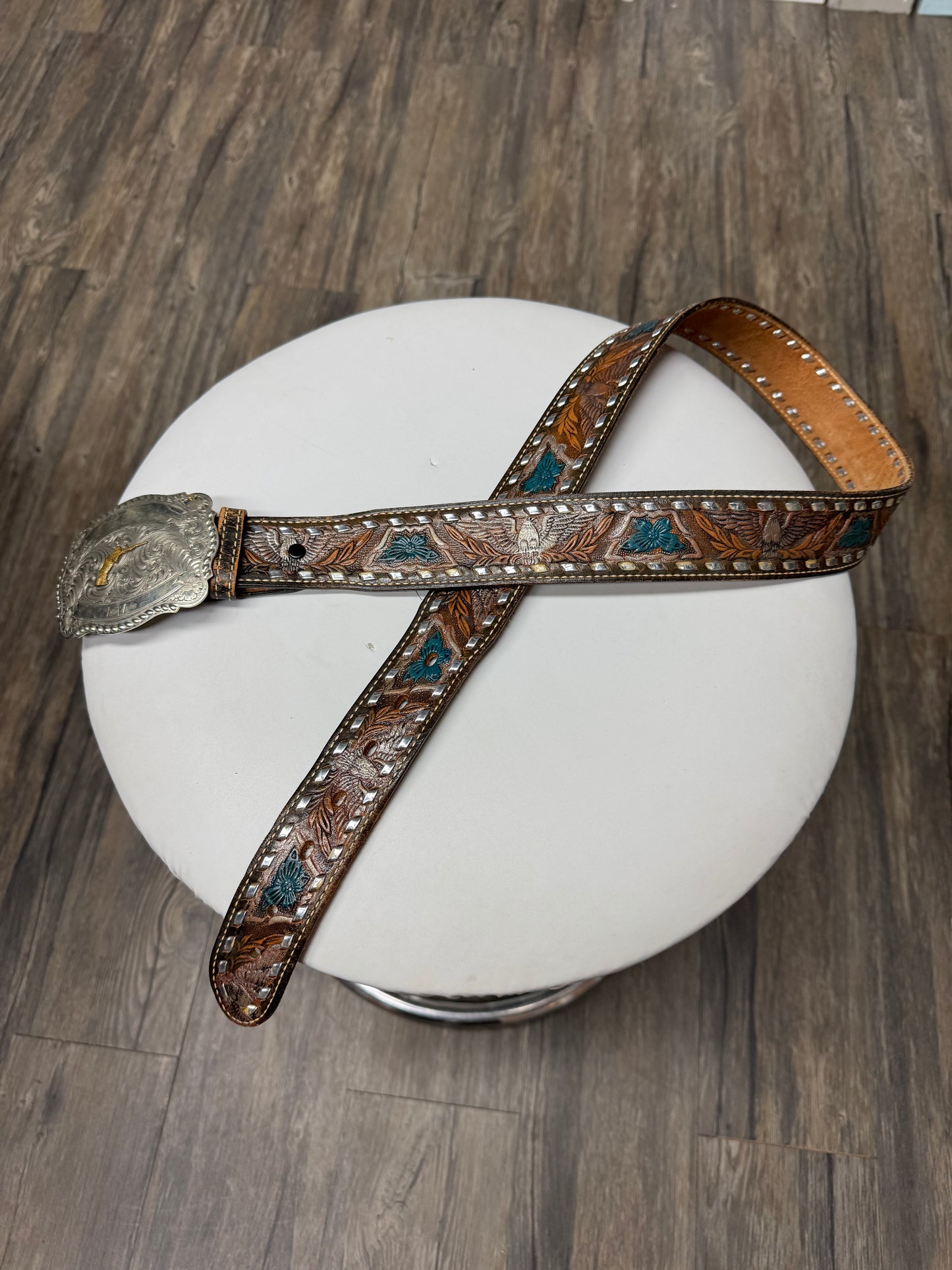 VINTAGE WESTERN STYLE BIG BUCKLE BELT (32-38)