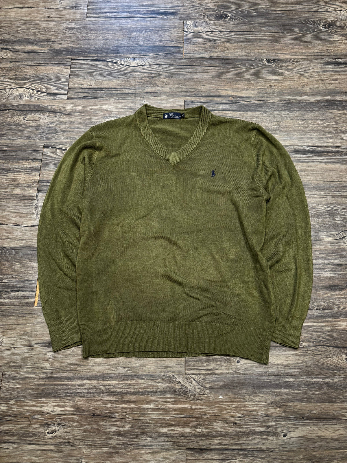 POLO RALPH LAUREN V NECK KNIT SWEATER (XL)