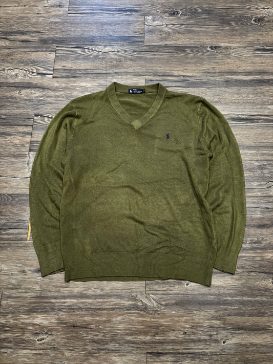 POLO RALPH LAUREN V NECK KNIT SWEATER (XL)