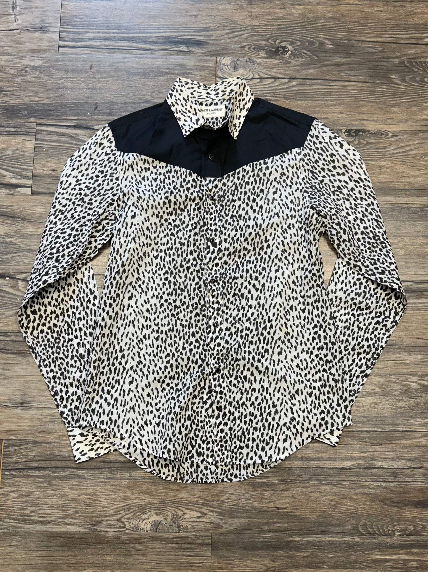 YSL HEDI CHEETAH WESTERN STYLED BUTTON UP