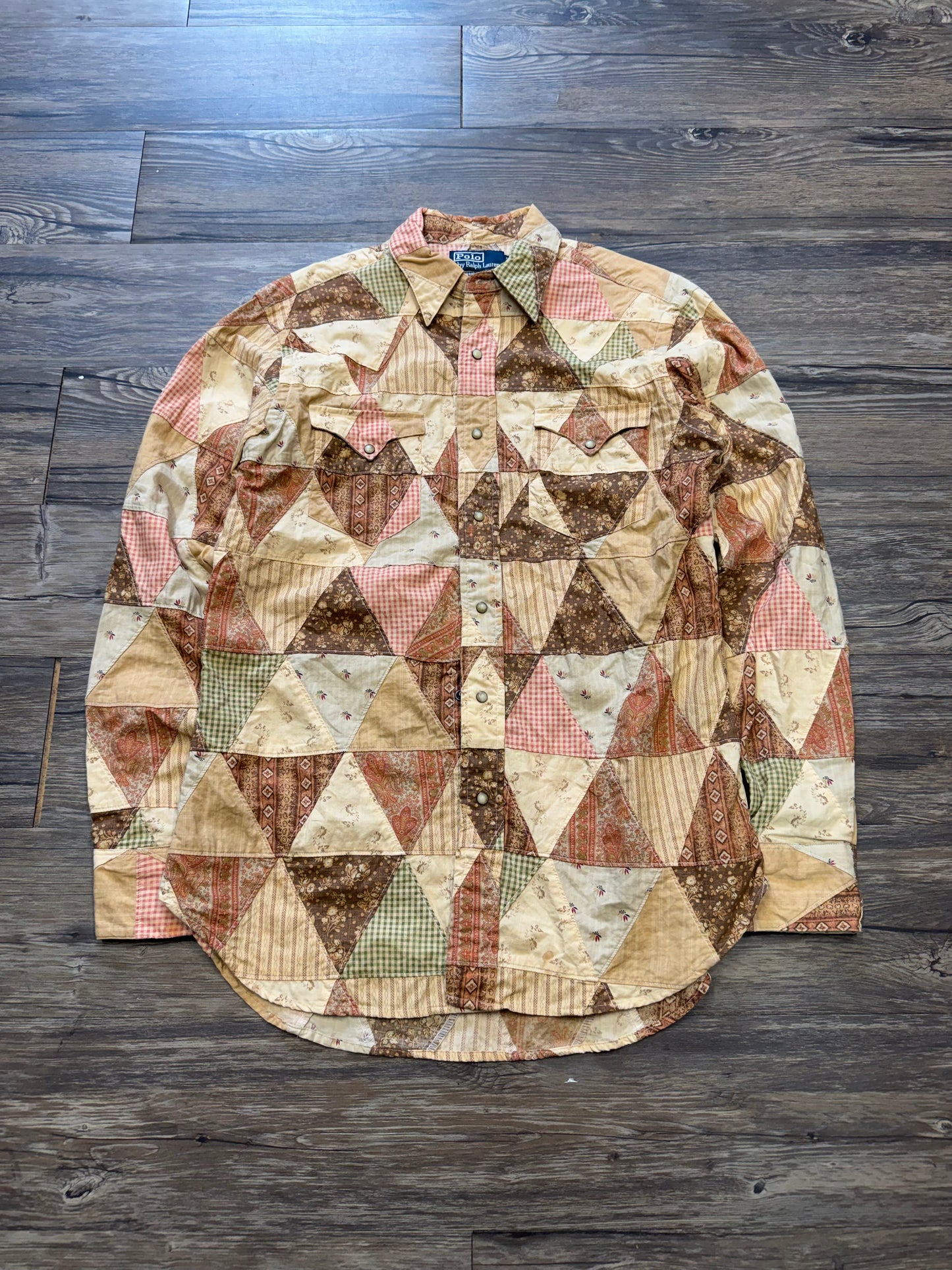 POLO RALPH LAUREN COUNTRY SPORTSMAN QUILT PATCHWORK WESTERN BUTTON UP (S)