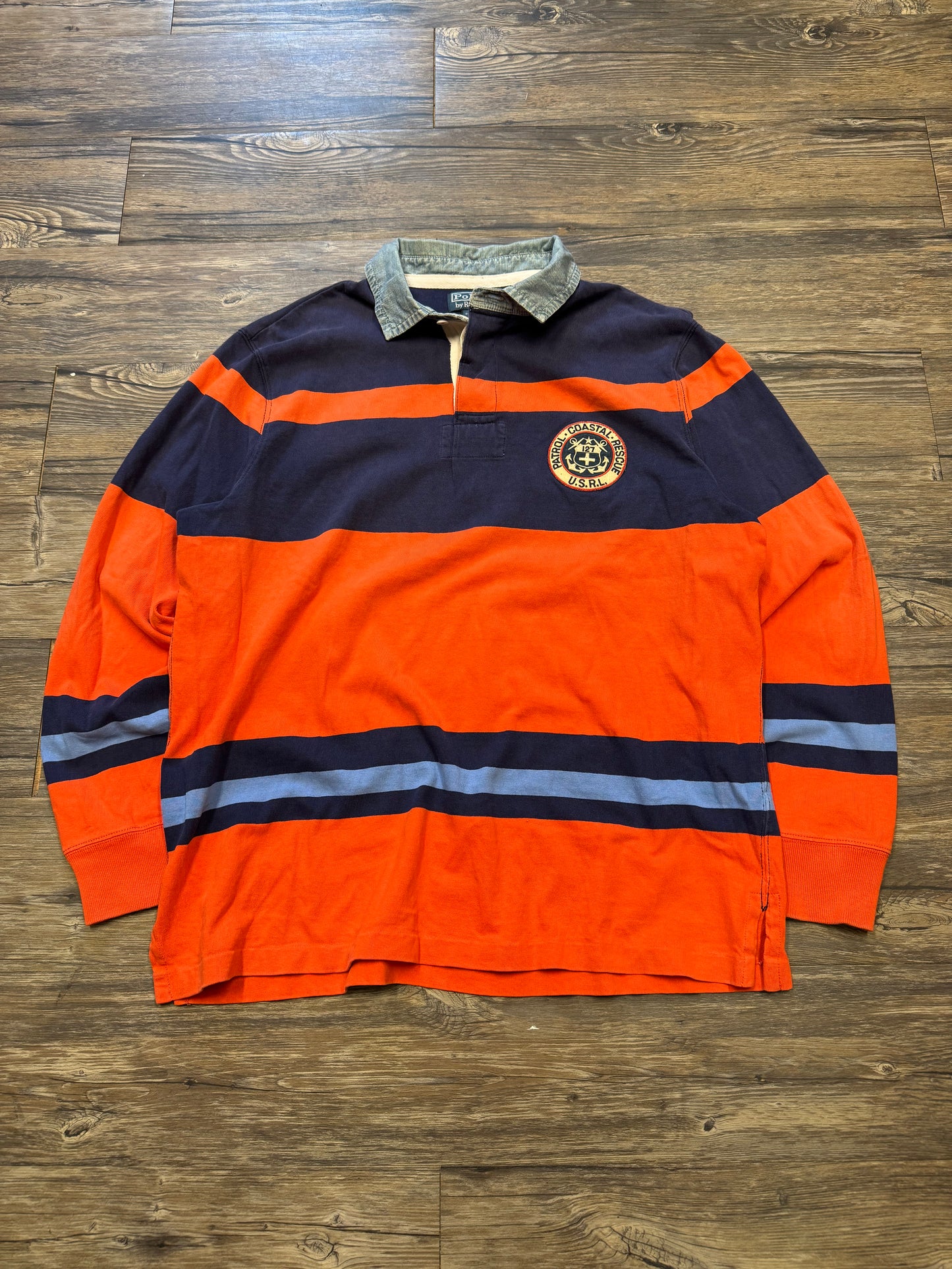 POLO RALPH LAUREN COASTAL RESCUE RUGBY STRIPED SHIRT (XL)