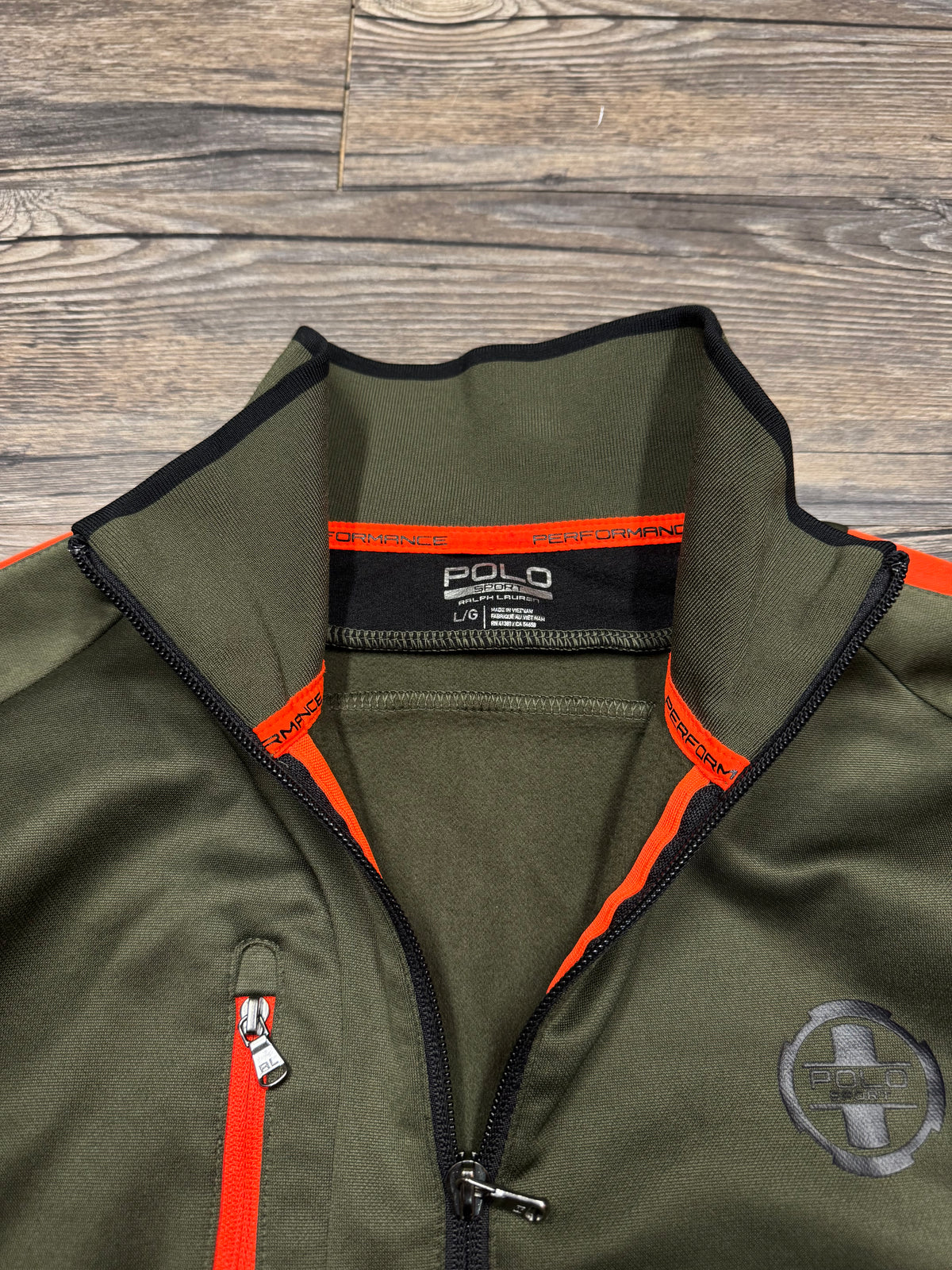 POLO RALPH LAUREN SPORT OLIVE TRACK JACKET (L)