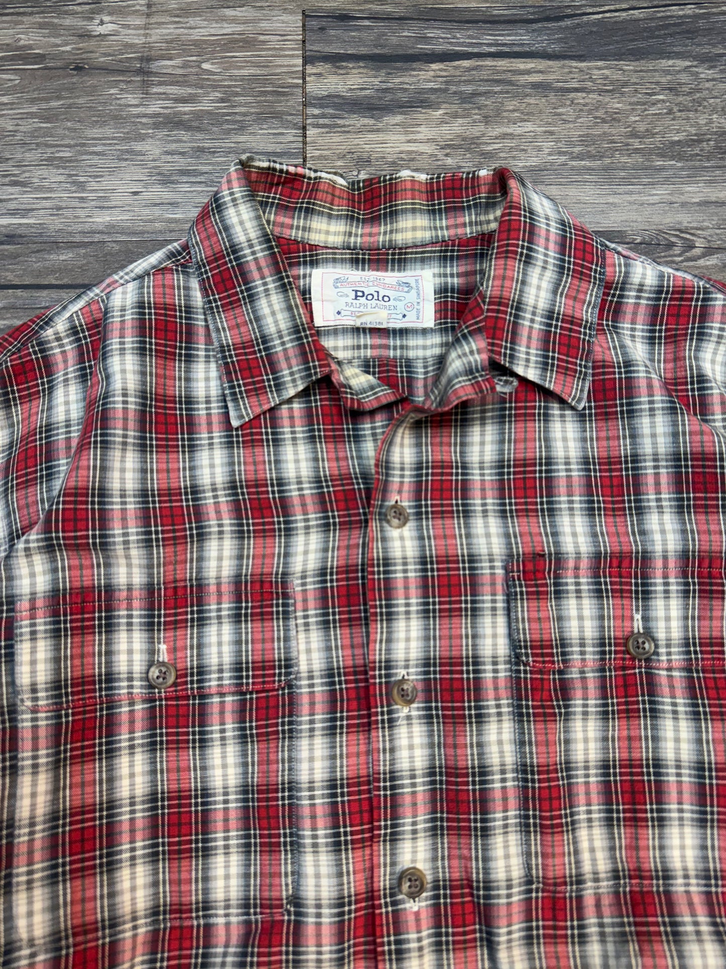 VINTAGE POLO RALPH LAUREN PLAID SHIRT (M)