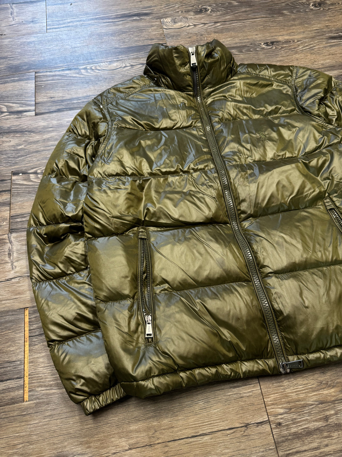 POLO RALPH LAUREN MILITARY GREEN PUFFER JACKET (M)