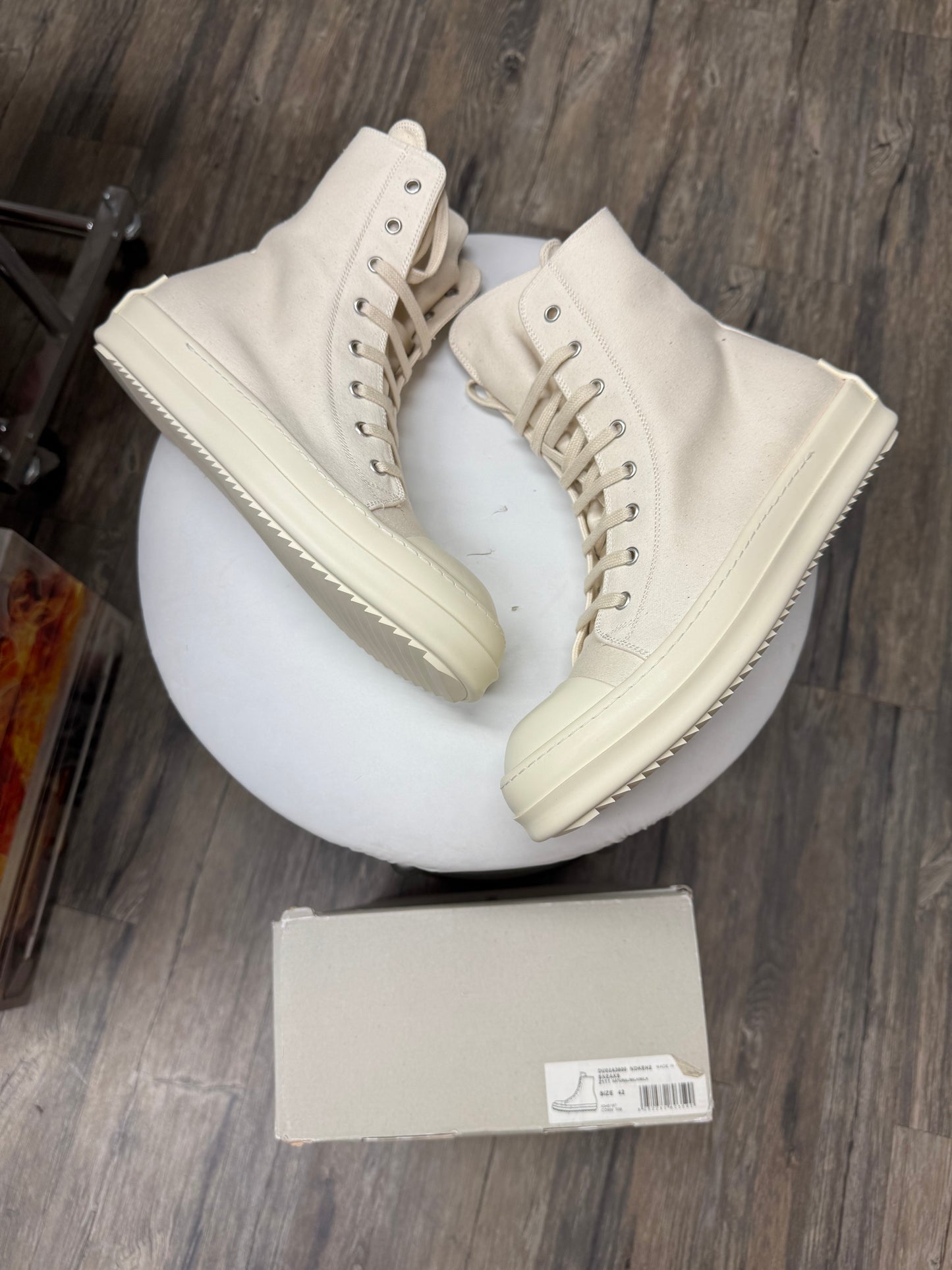 RICK OWENS DRKSHDW HI-TOP MILK RAMONES (9-9.5)