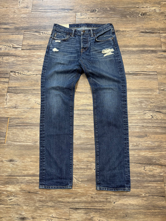 ABERCROMBIE & FITCH SLIMFIT DISTRESSED DARK WASH BLUE JEANS (31x32)