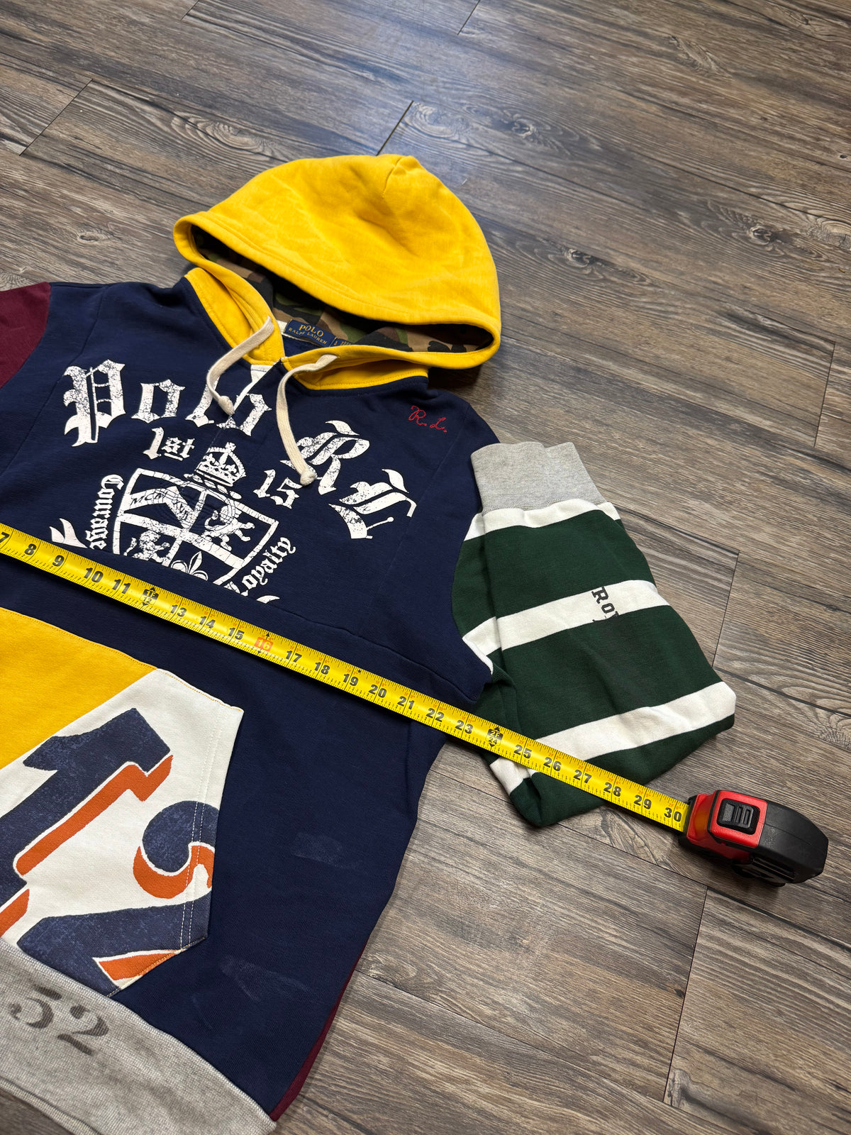 POLO RALPH LAUREN PATCHWORK SKULL RUGBY CAMO HOODIE (L)