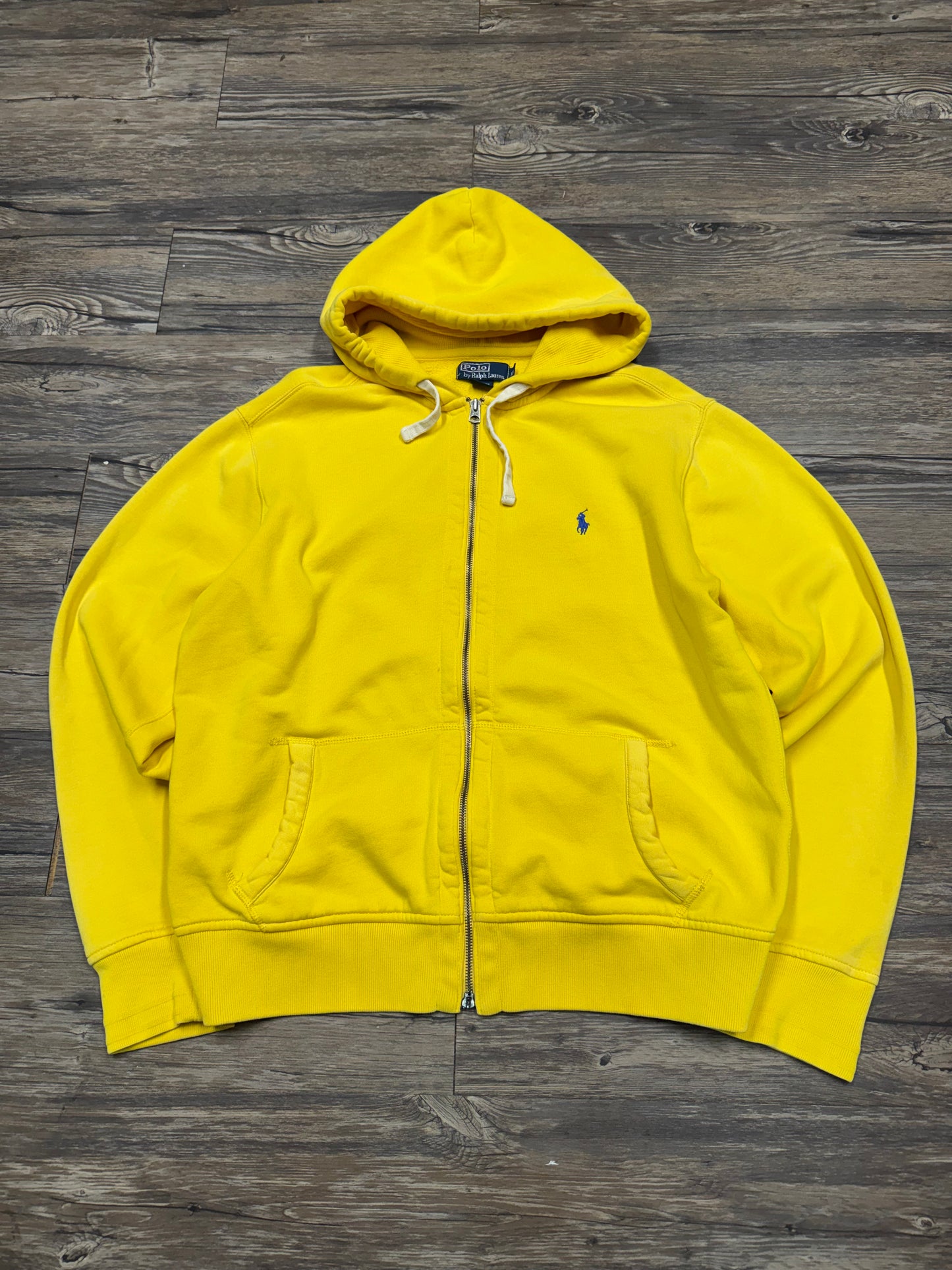 POLO RALPH LAUREN ‘MUSTARD’ ZIP UP HOODED SWEATSHIRT (XL)
