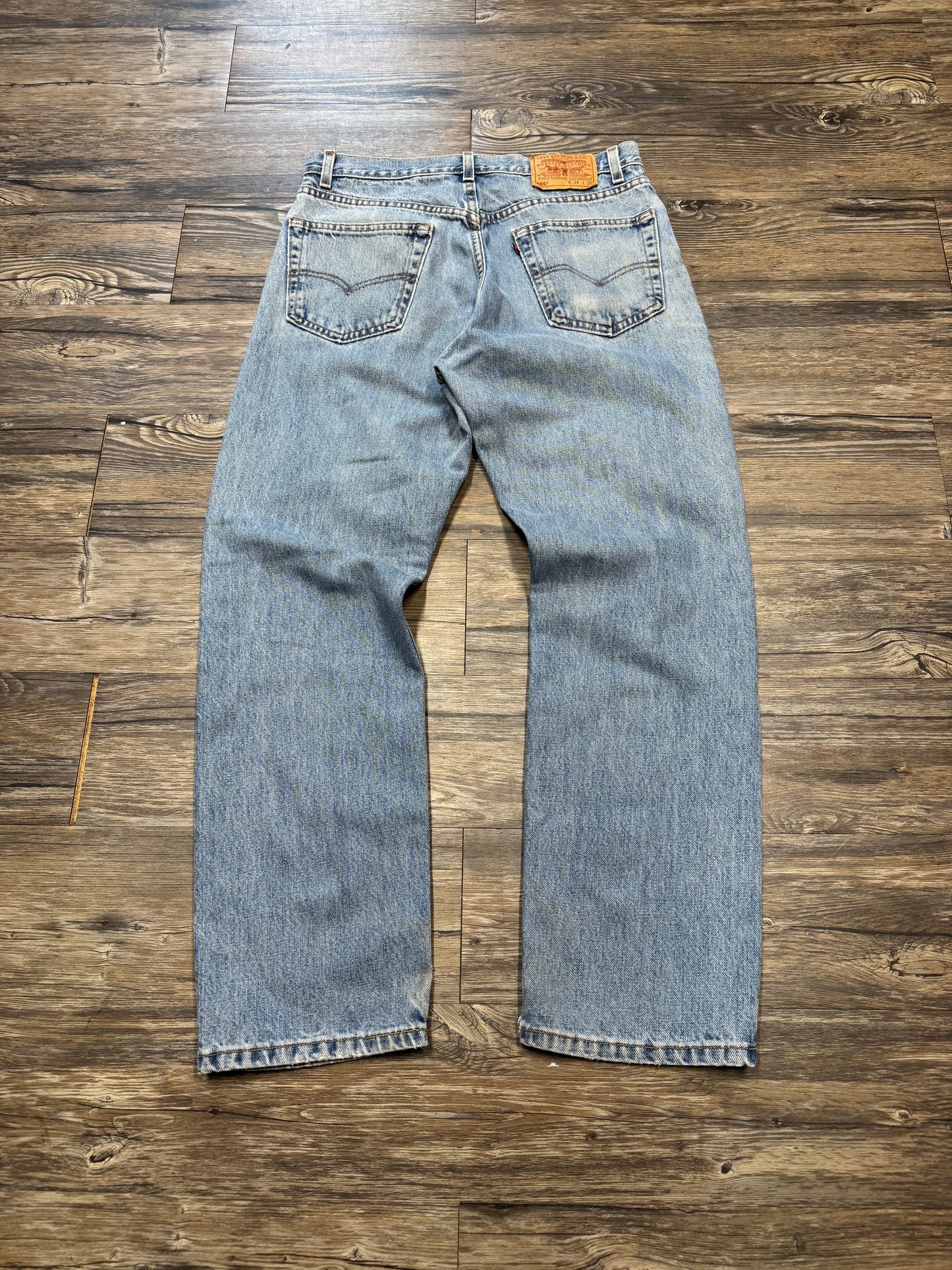 LEVI 505 VINTAGE STRAIGHT LEG BLUE WASH DENIM (34x30)