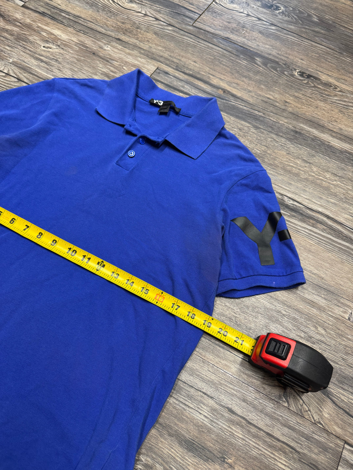 Y-3 LOGO ROYAL BLUE POLO SHIRT (M)