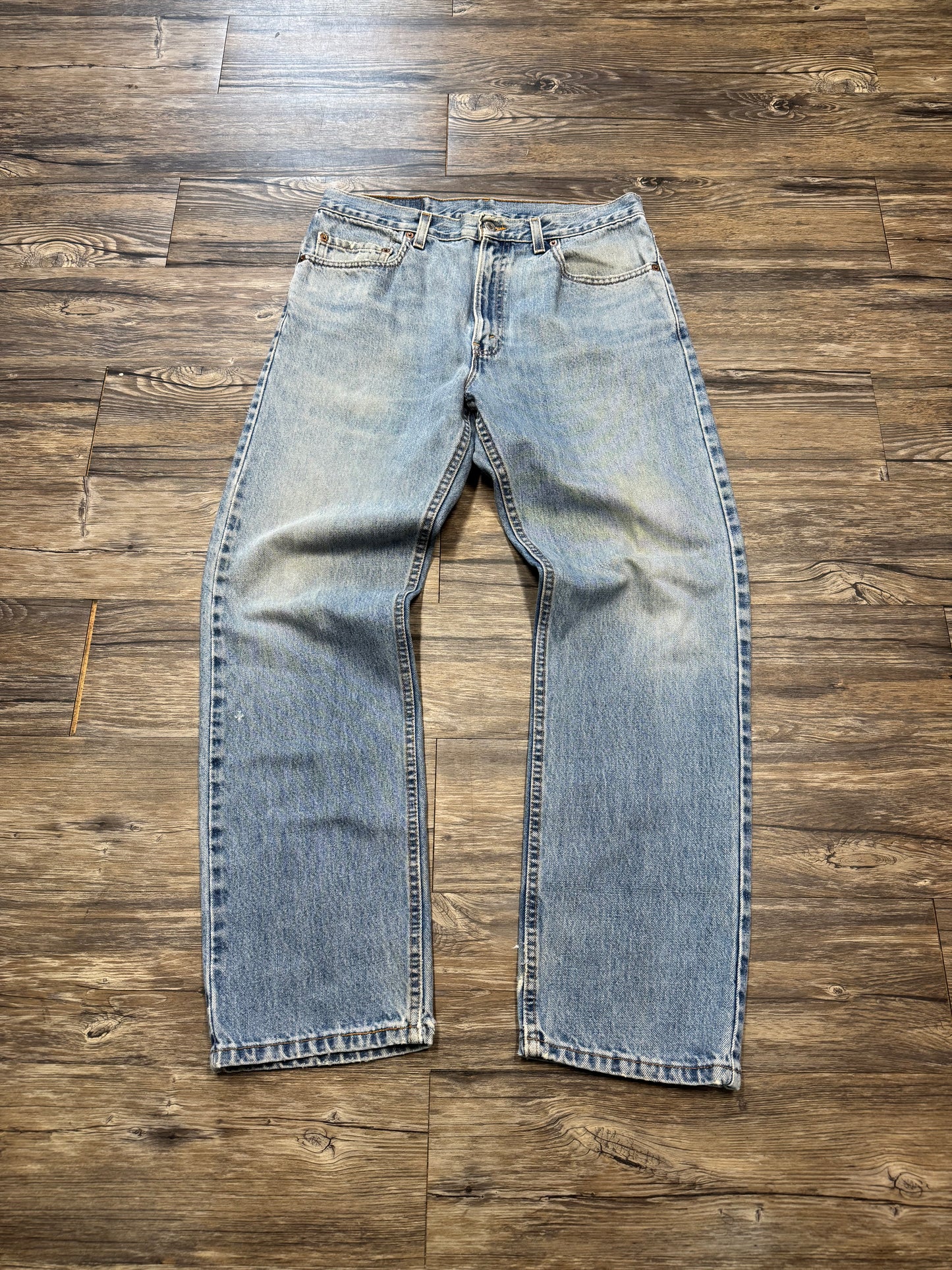 LEVI 505 VINTAGE STRAIGHT LEG BLUE WASH DENIM (34x30)