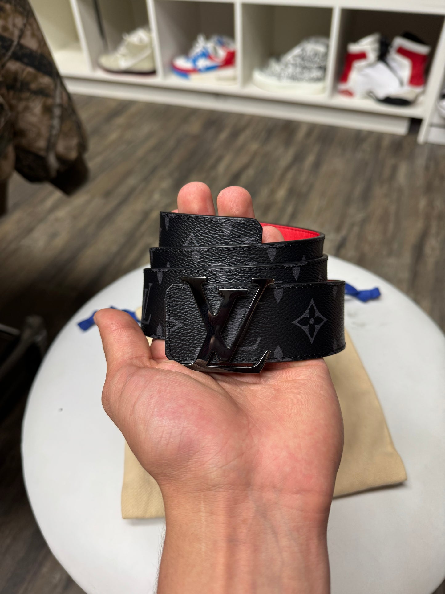 LOUIS VUITTON BLACK MONOGRAM BELT (30-36)