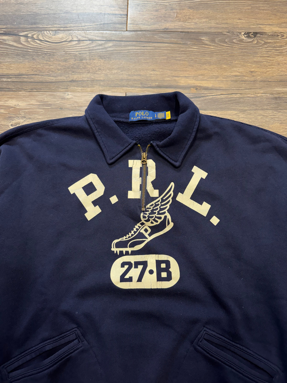 POLO RALPH LAUREN TRACK WING QUARTERS ZIP PULLOVER SWEATER (L)