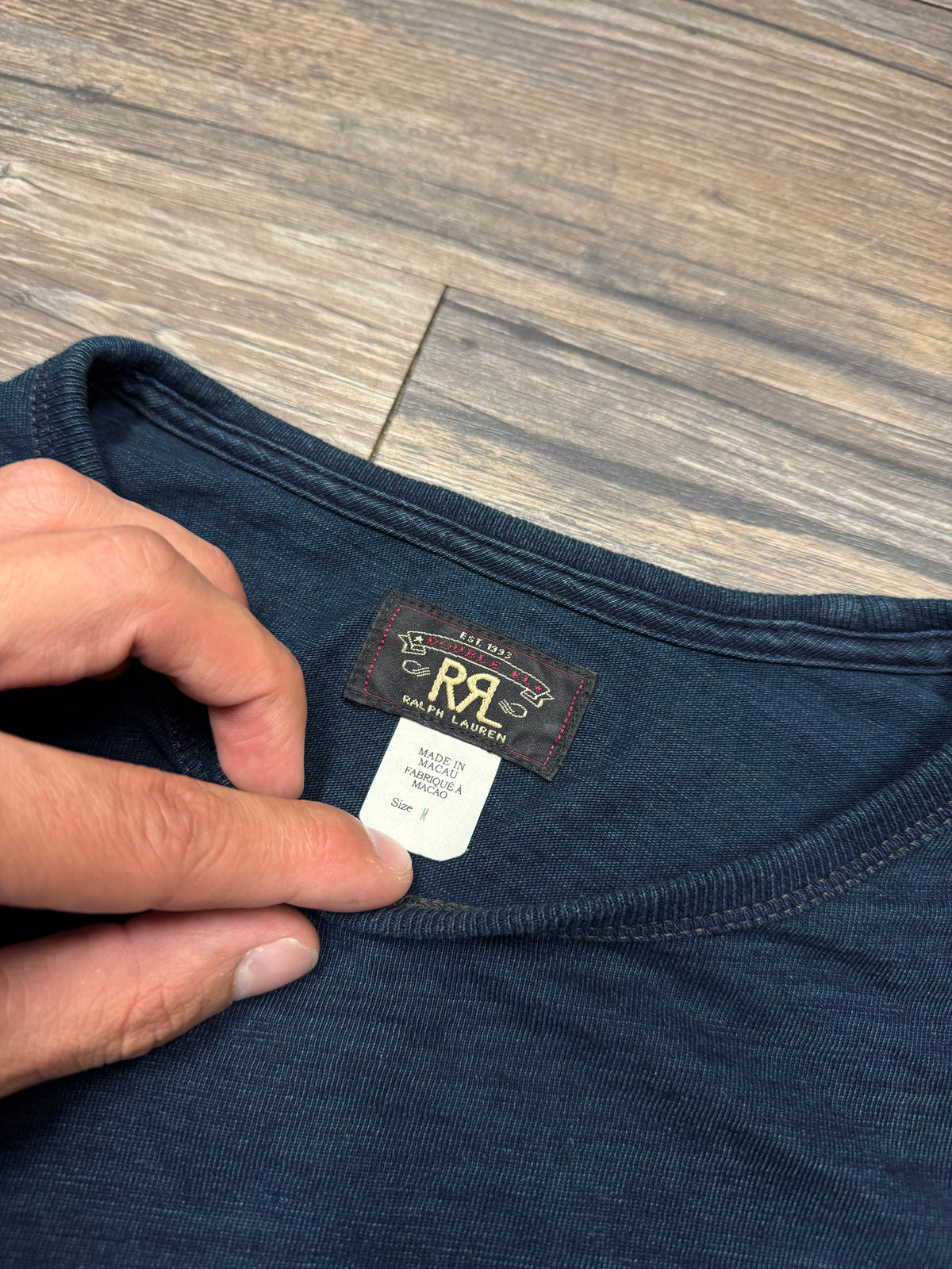 DOUBLE RL FADED BLUE SLUB LONGSLEEVE SHIRT (M)