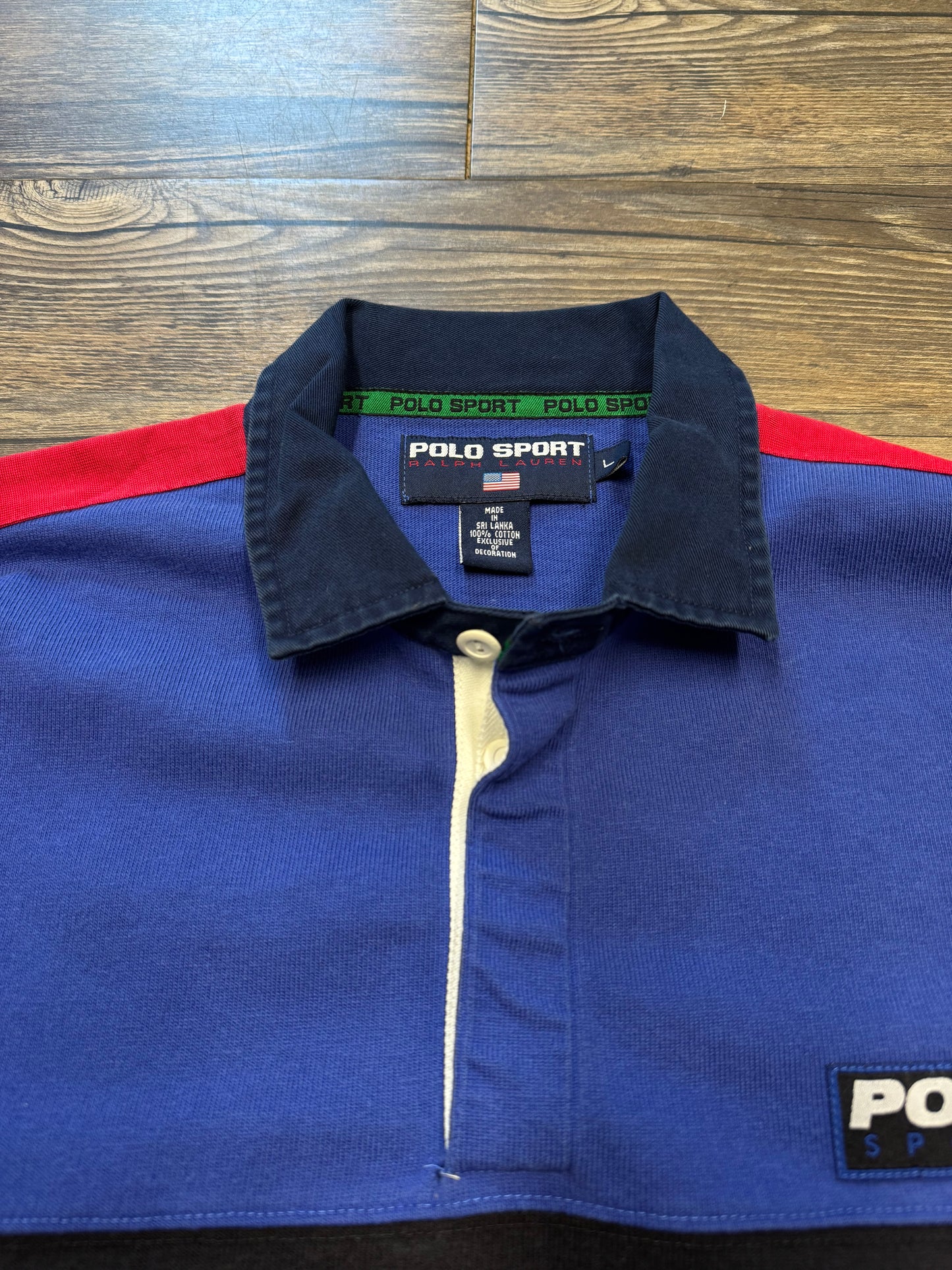 RALPH LAUREN POLO SPORT STRIPED 90s RUGBY SHIRT (L)