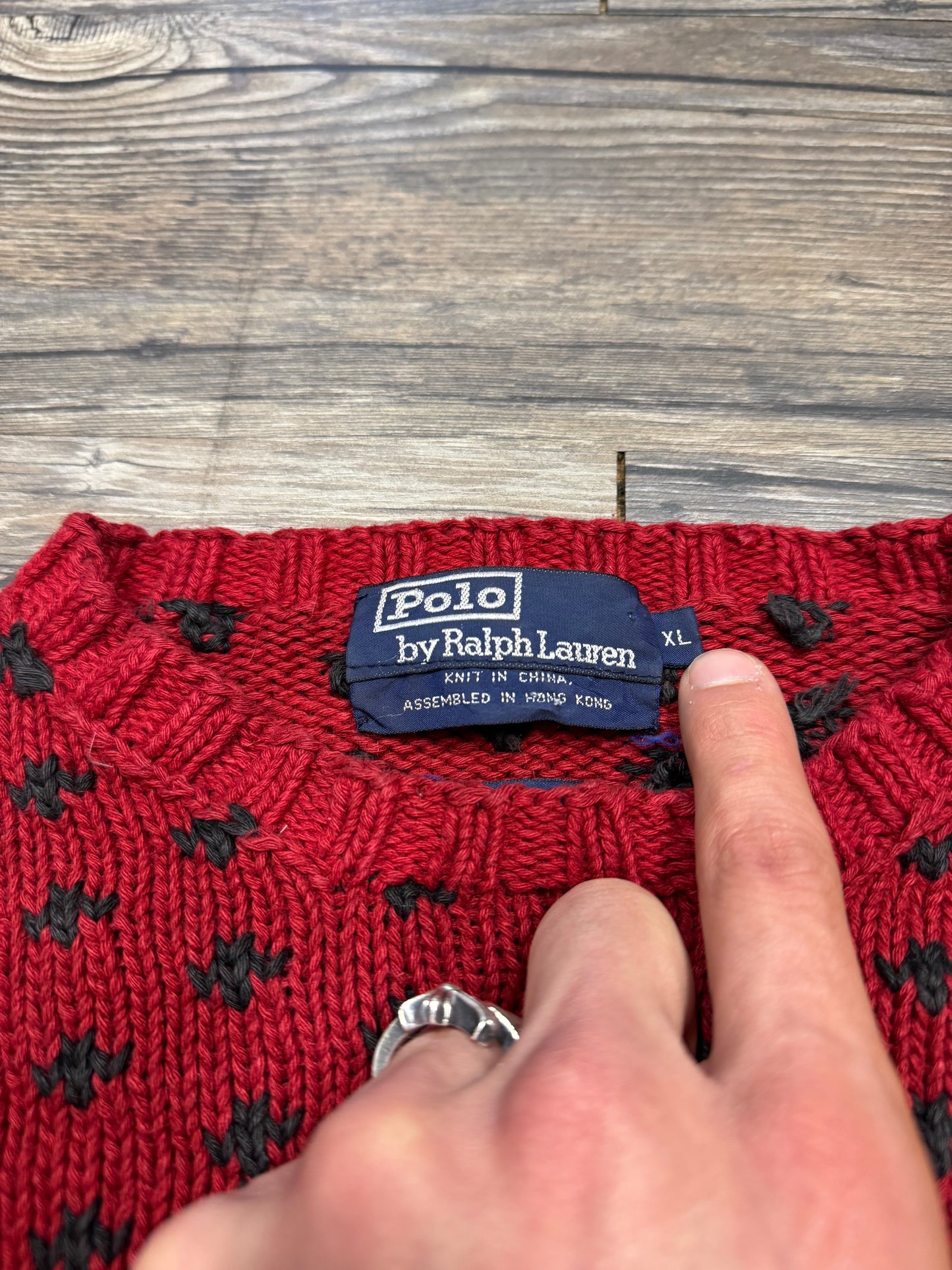 VINTAGE POLO RALPH LAUREN TWIN SKI BEARS SWEATER (XL)