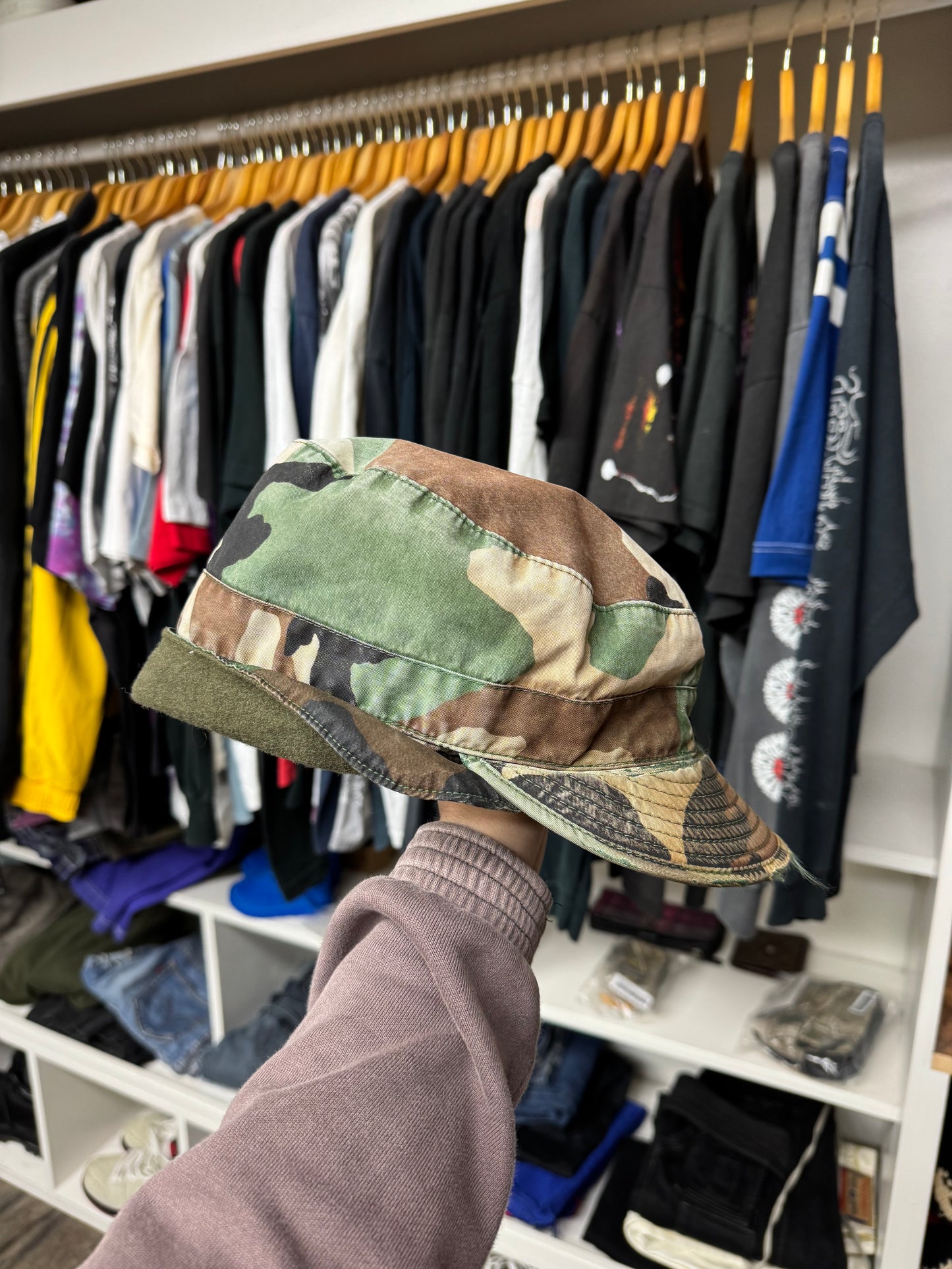 CAMO MILITARY CADET HAT W/ EAR FLAPS (OS)