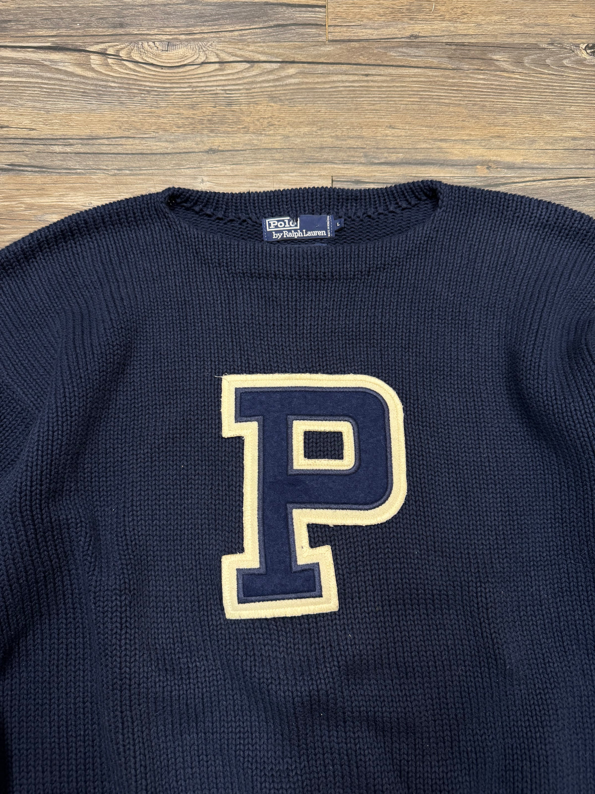 POLO RALPH LAUREN 1990 VARSITY LETTER KNIT SWEATER (L)
