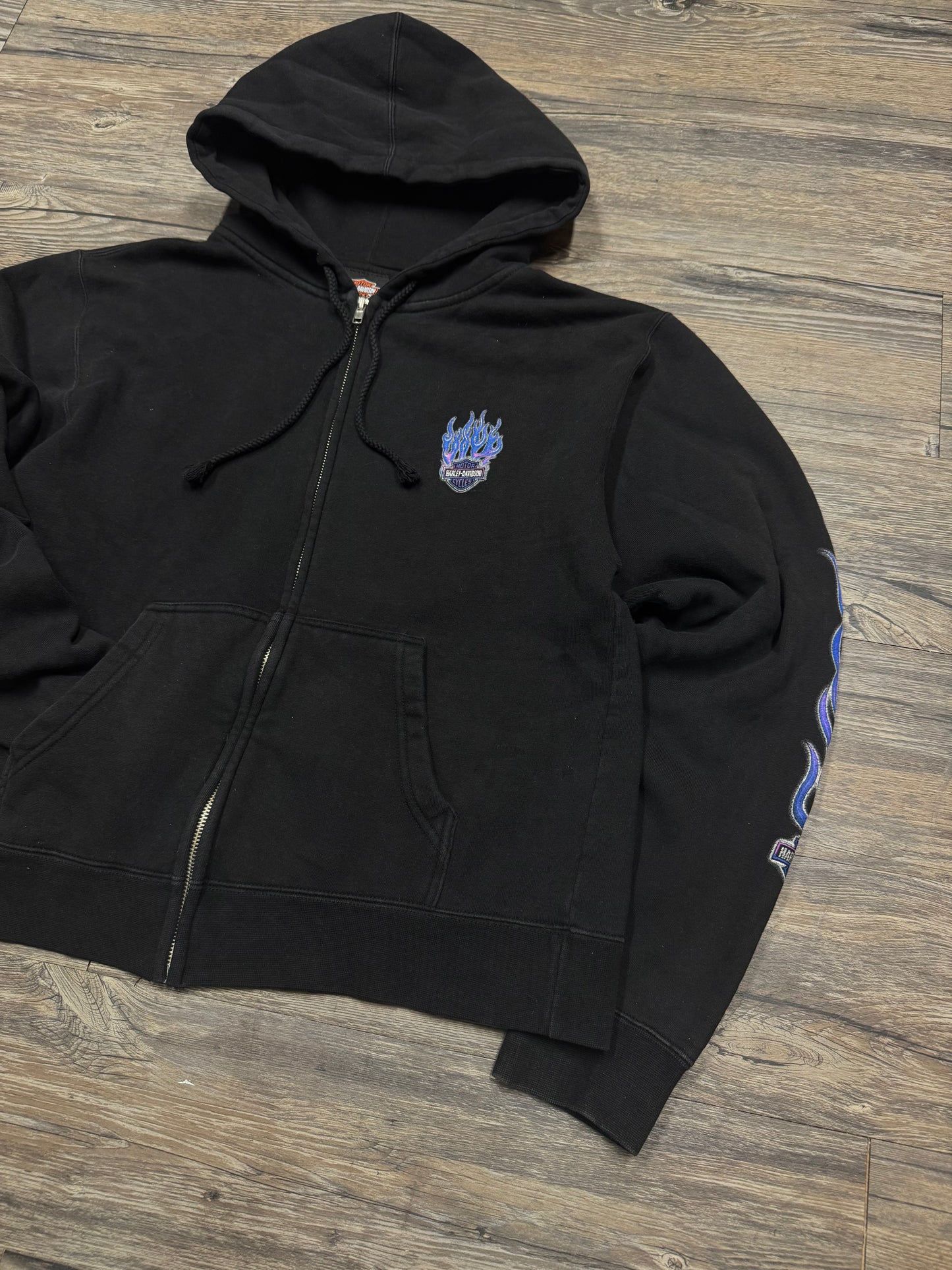 HARLEY DAVIDSON BLUE FLAMES ZIP-UP HOODIE (M)
