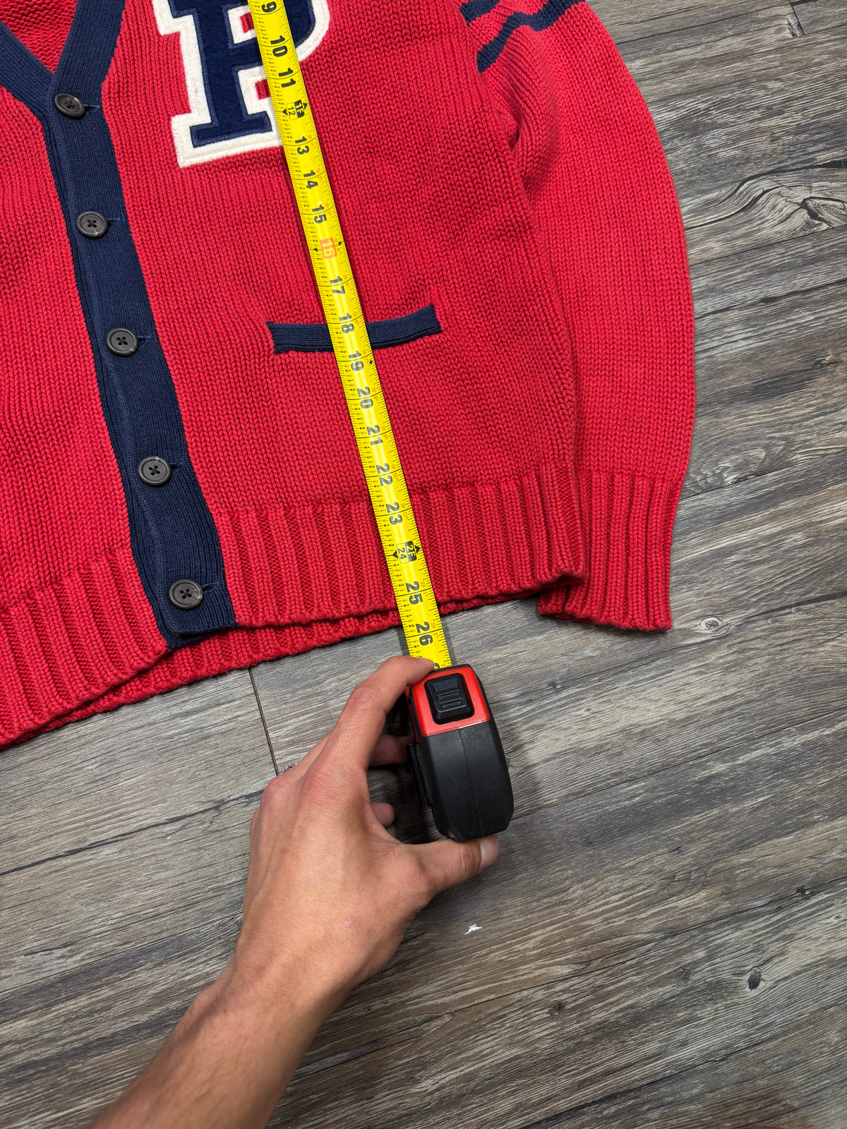 POLO RALPH LAUREN VARSITY LETTERMAN KNIT CARDIGAN (M)