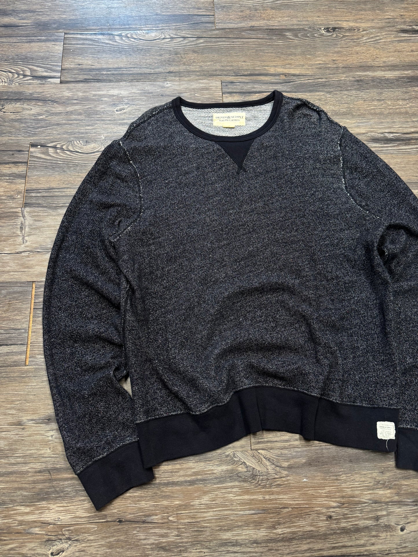 RALPH LAUREN DENIM & SUPPLY CHARCOAL GRAY LIGHTWEIGHT CREWNECK (L)