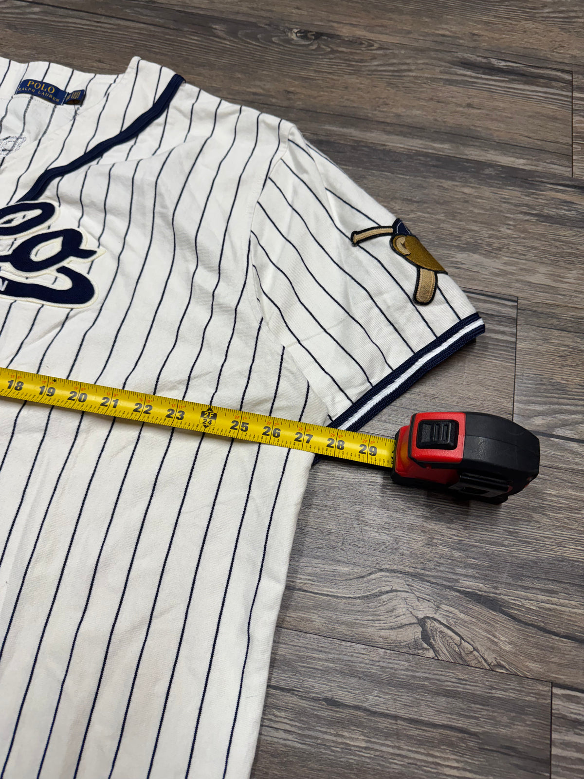 POLO RALPH LAUREN PINSTRIPE BEARS JERSEY SHIRT (XXL)