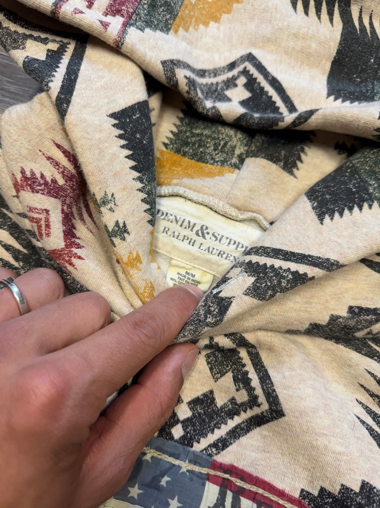 RALPH LAUREN DENIM & SUPPLY SOUTHWESTERN AMERICAN AZTEC HOODIE (M)