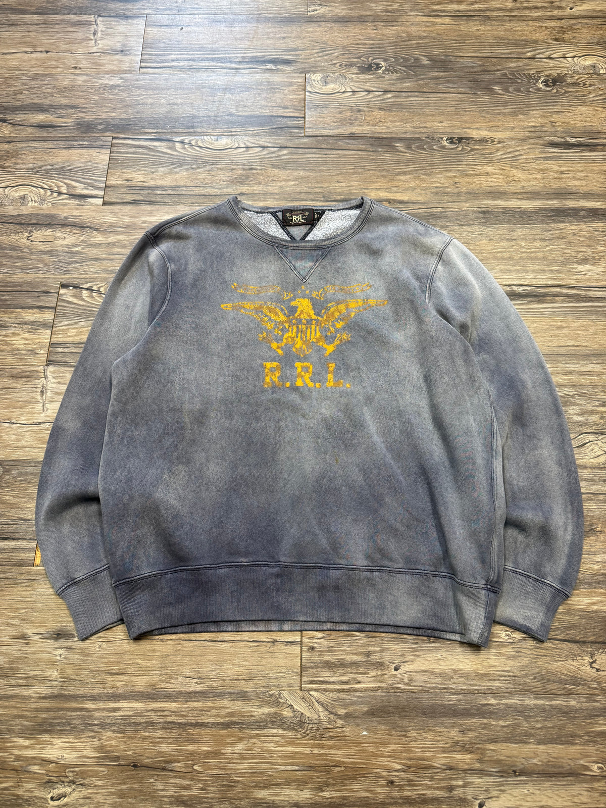 DOUBLE RL SUNFADED RIBKNIT NAVAL CREWNECK (XXL)