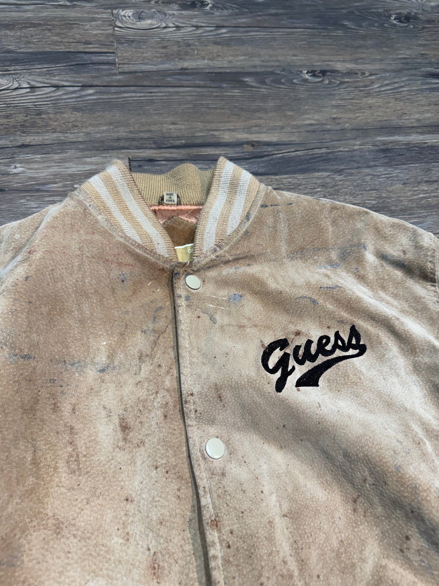 VINTAGE GUESS SUEDE BOMBER JACKET (M)