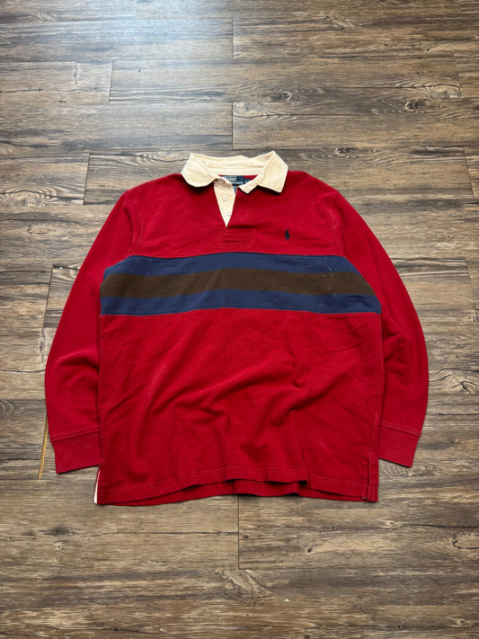 POLO RALPH LAUREN LONG-SLEEVE STRIPED RUGBY POLO (L)